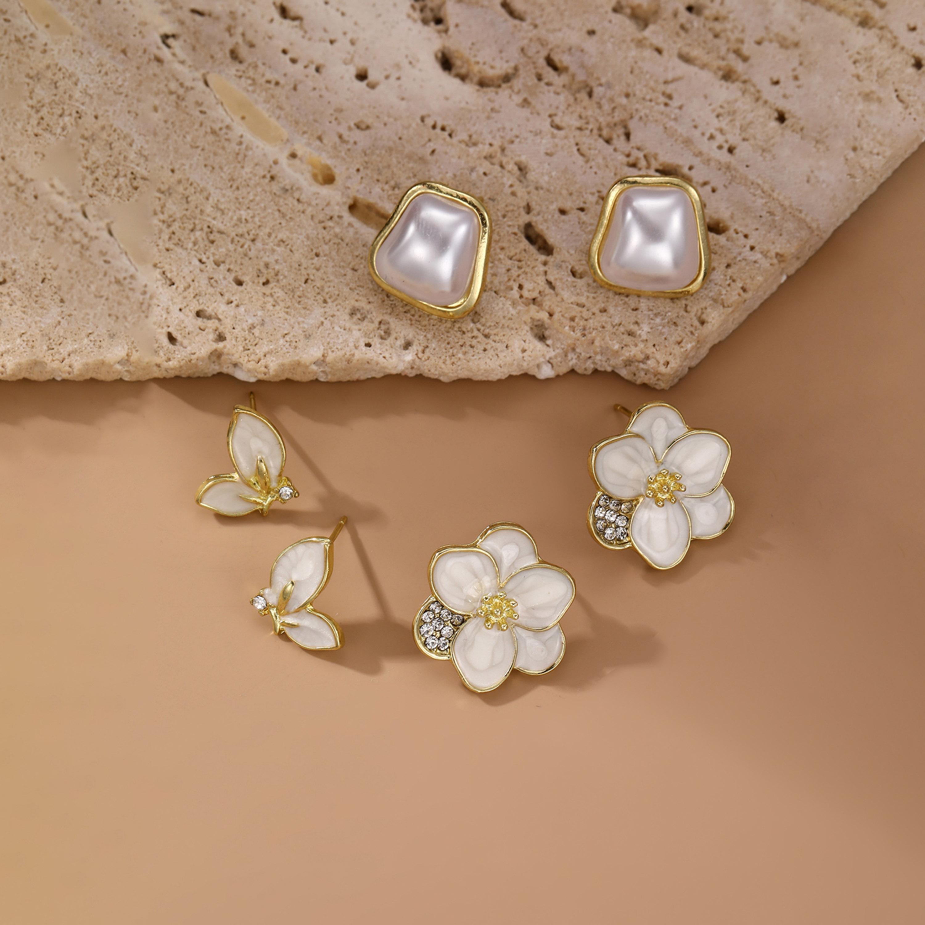 Take Two Set of 3 - Faux Pearl Flower Earrings-women-watchesandjewellery-jewellery-earrings-image-6