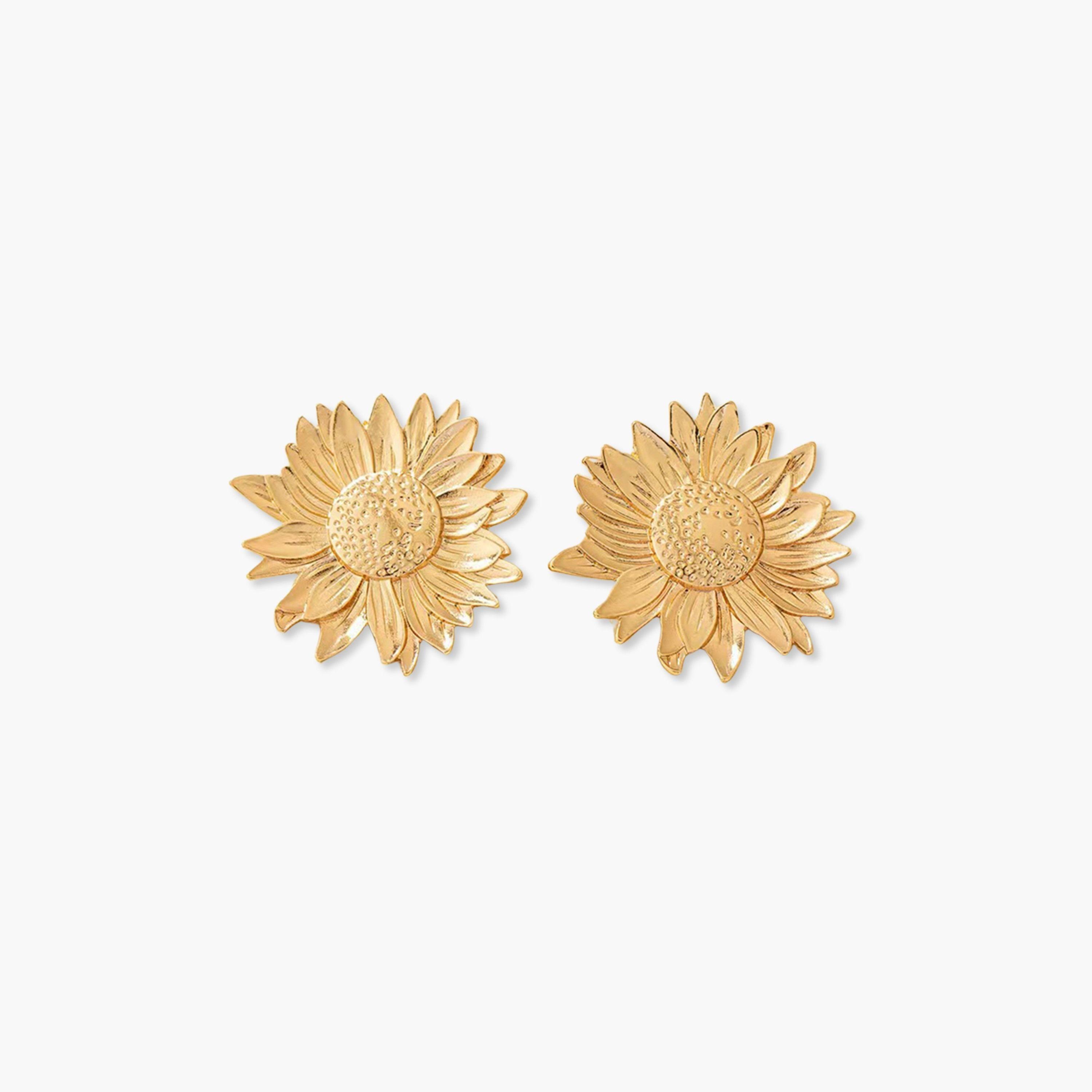 Take Two Gold Sunflower Stud Earrings-women-watchesandjewellery-jewellery-earrings-image-1