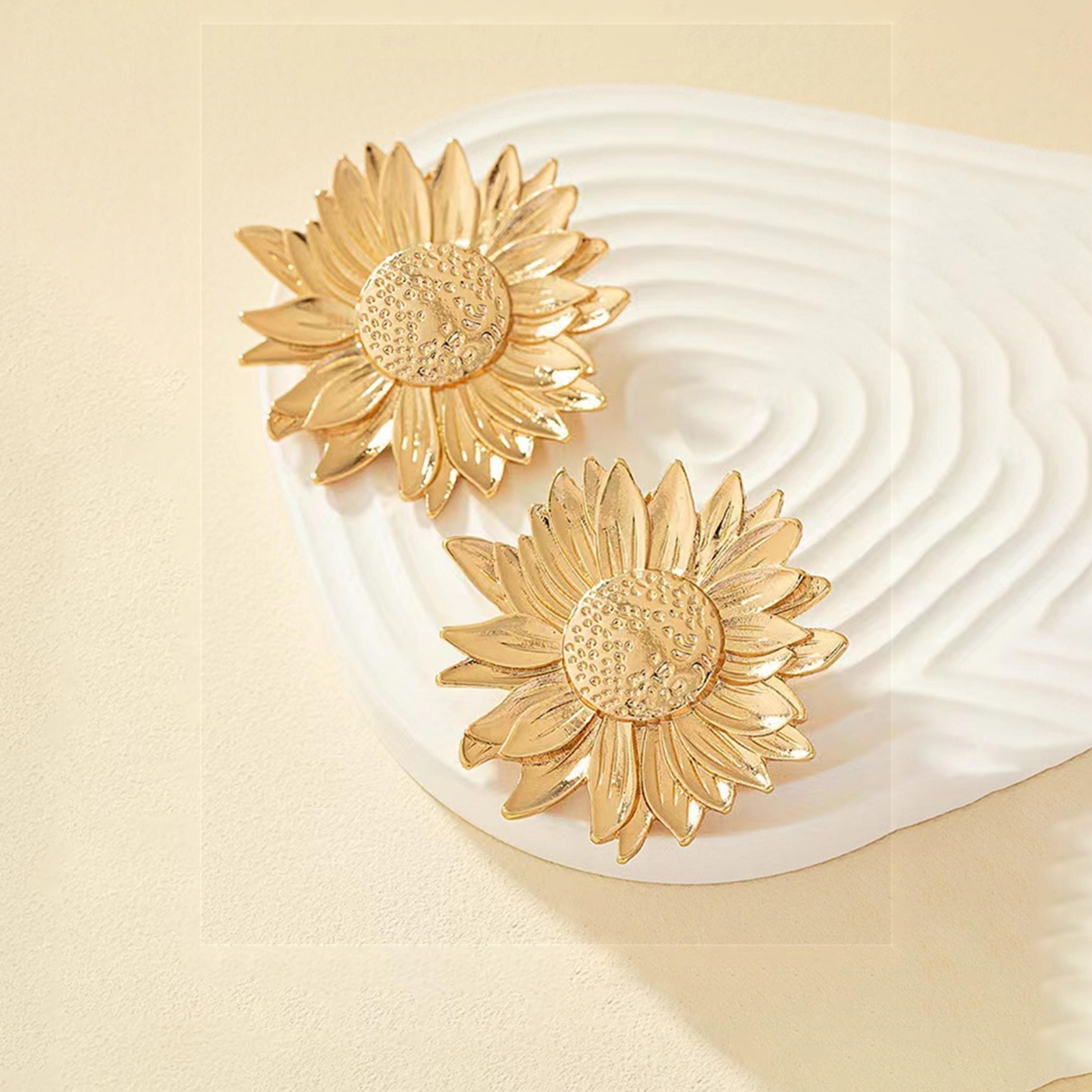 Take Two Gold Sunflower Stud Earrings-women-watchesandjewellery-jewellery-earrings-image-3