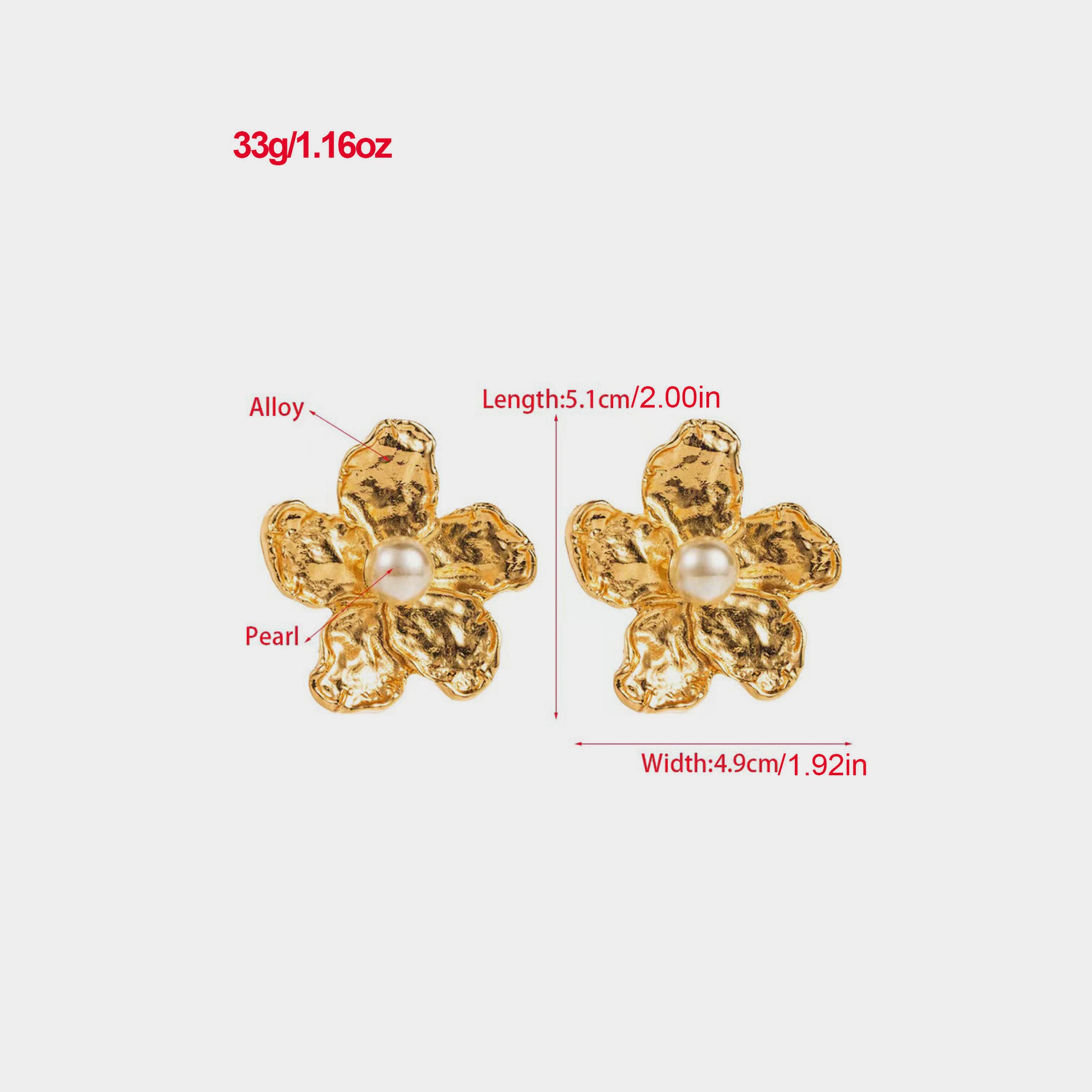Take Two Gold Flower Stud Earrings with Pearl-women-watchesandjewellery-jewellery-earrings-image-4
