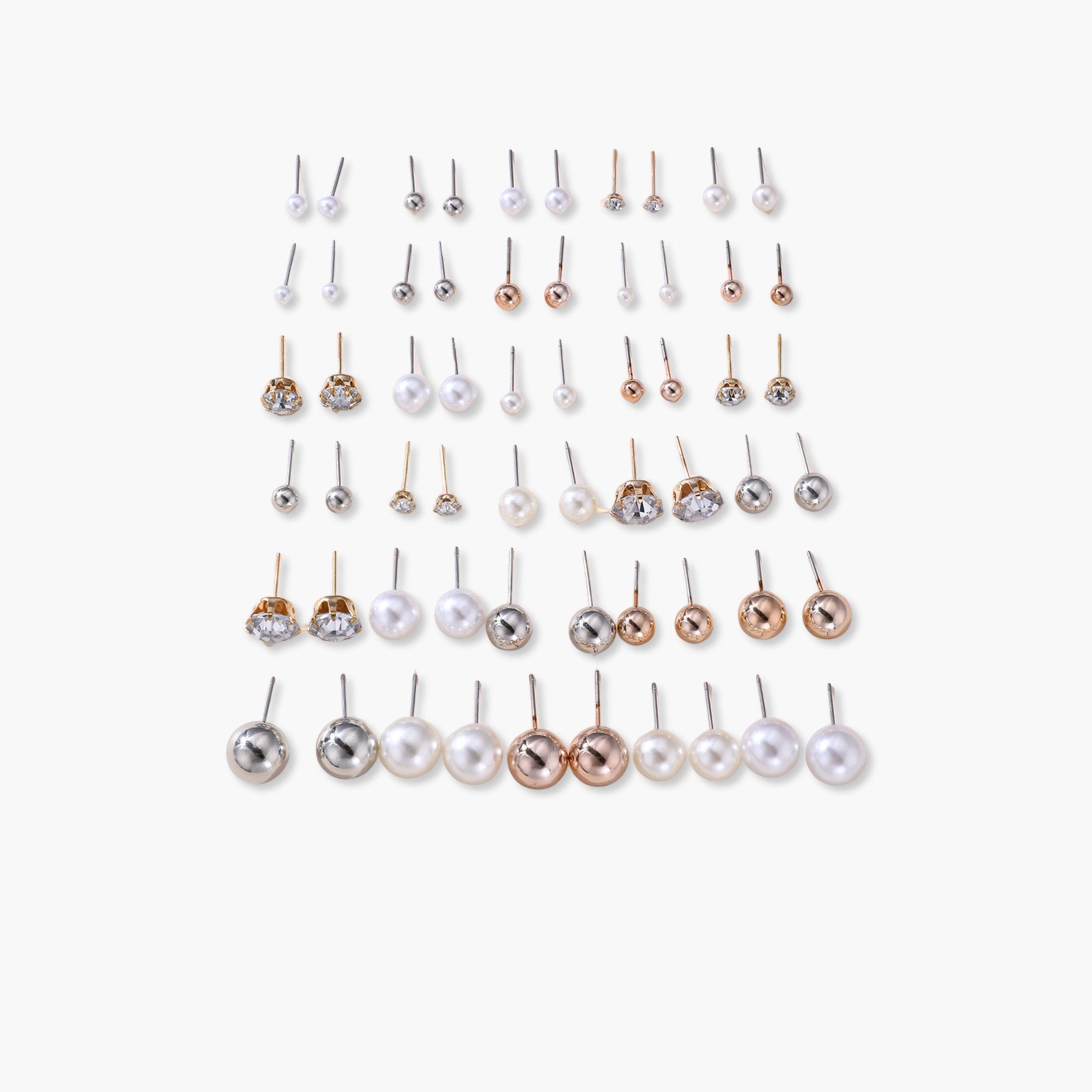 Take Two Set of 30 - Rhinestone and Faux Pearl Earrings-women-watchesandjewellery-jewellery-earrings-image-1