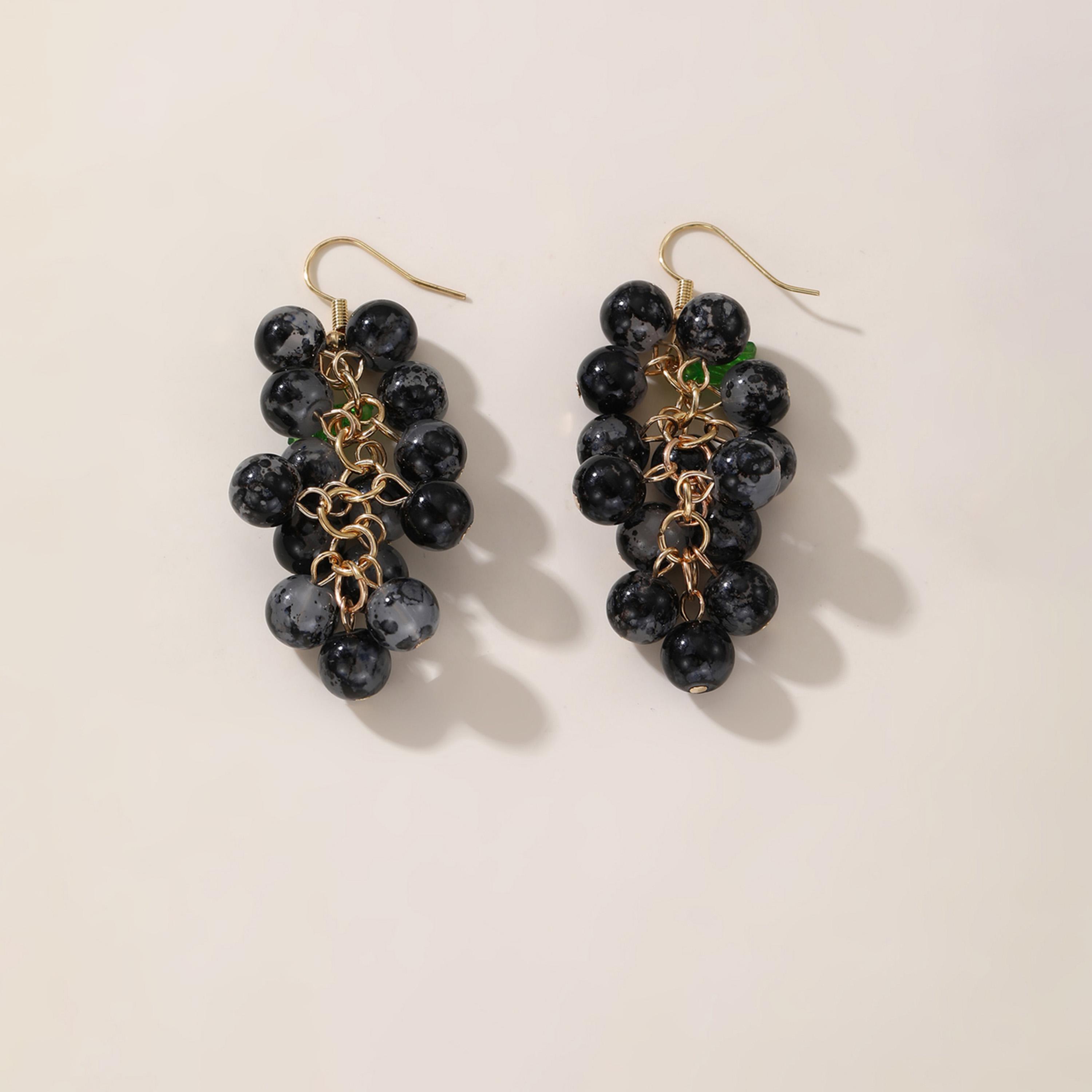 Take Two Black Grape-Shaped Drop Earrings-women-watchesandjewellery-jewellery-earrings-image-1