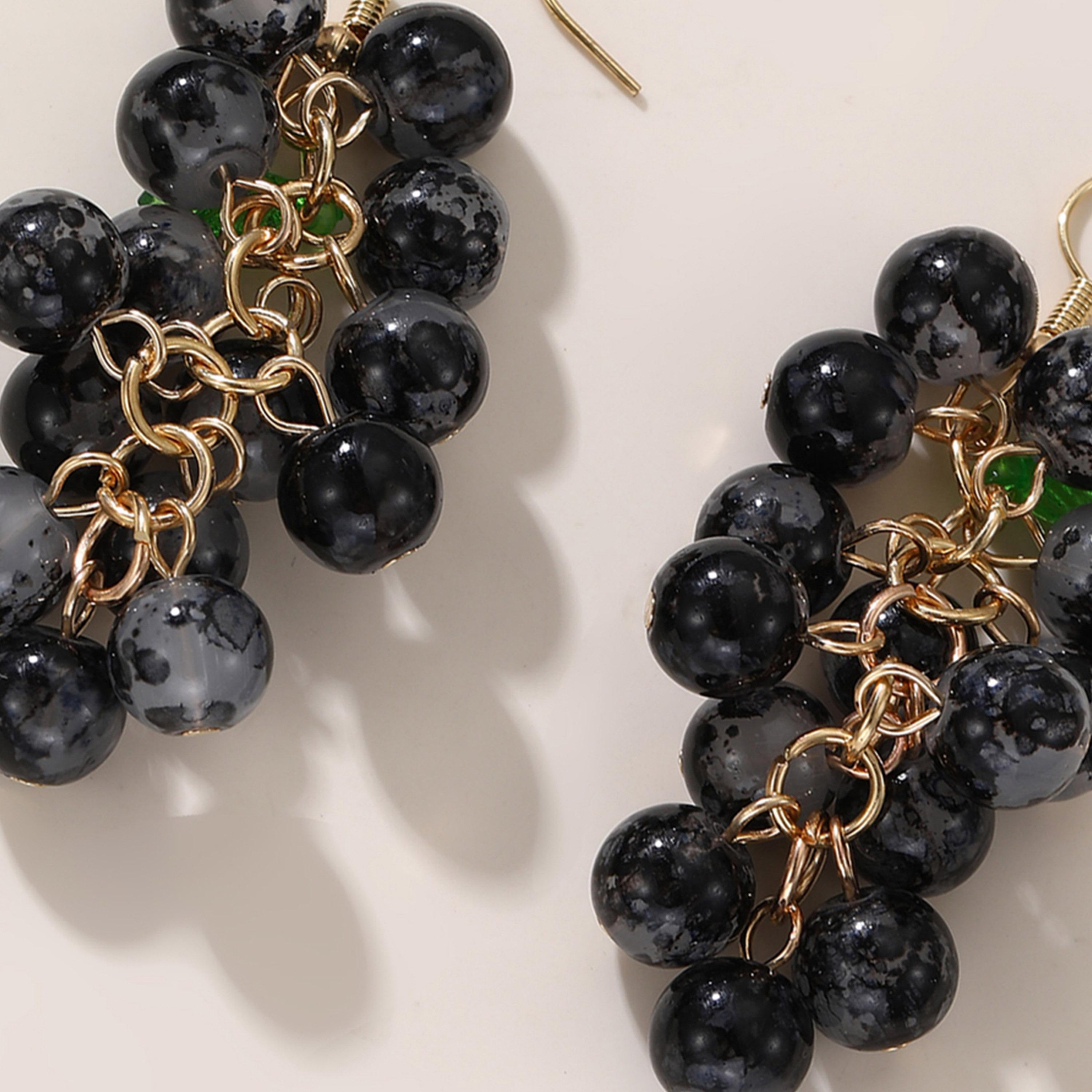Take Two Black Grape-Shaped Drop Earrings-women-watchesandjewellery-jewellery-earrings-image-4
