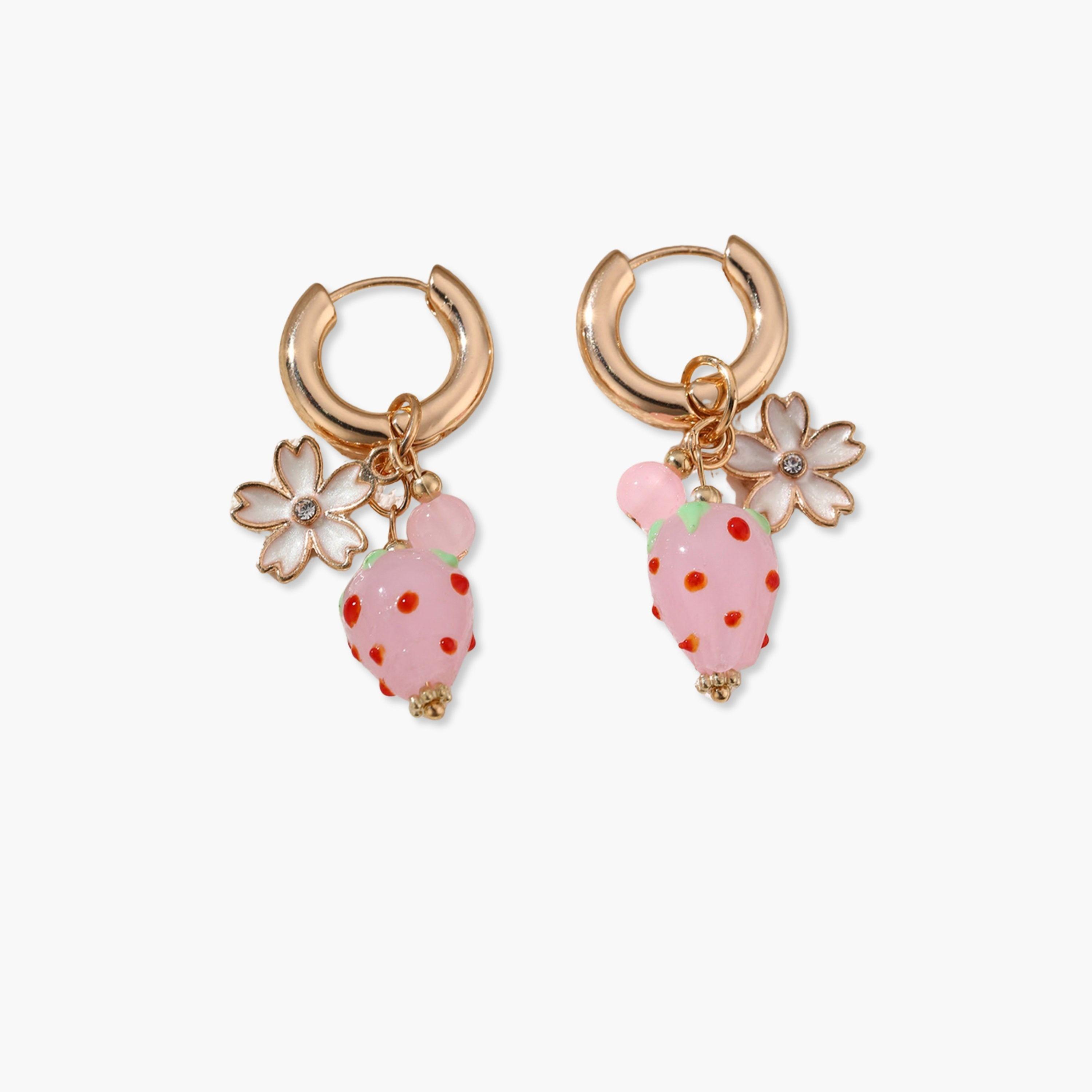 Take Two Fruit Strawberry Hoop Earrings-women-watchesandjewellery-jewellery-earrings-image-1