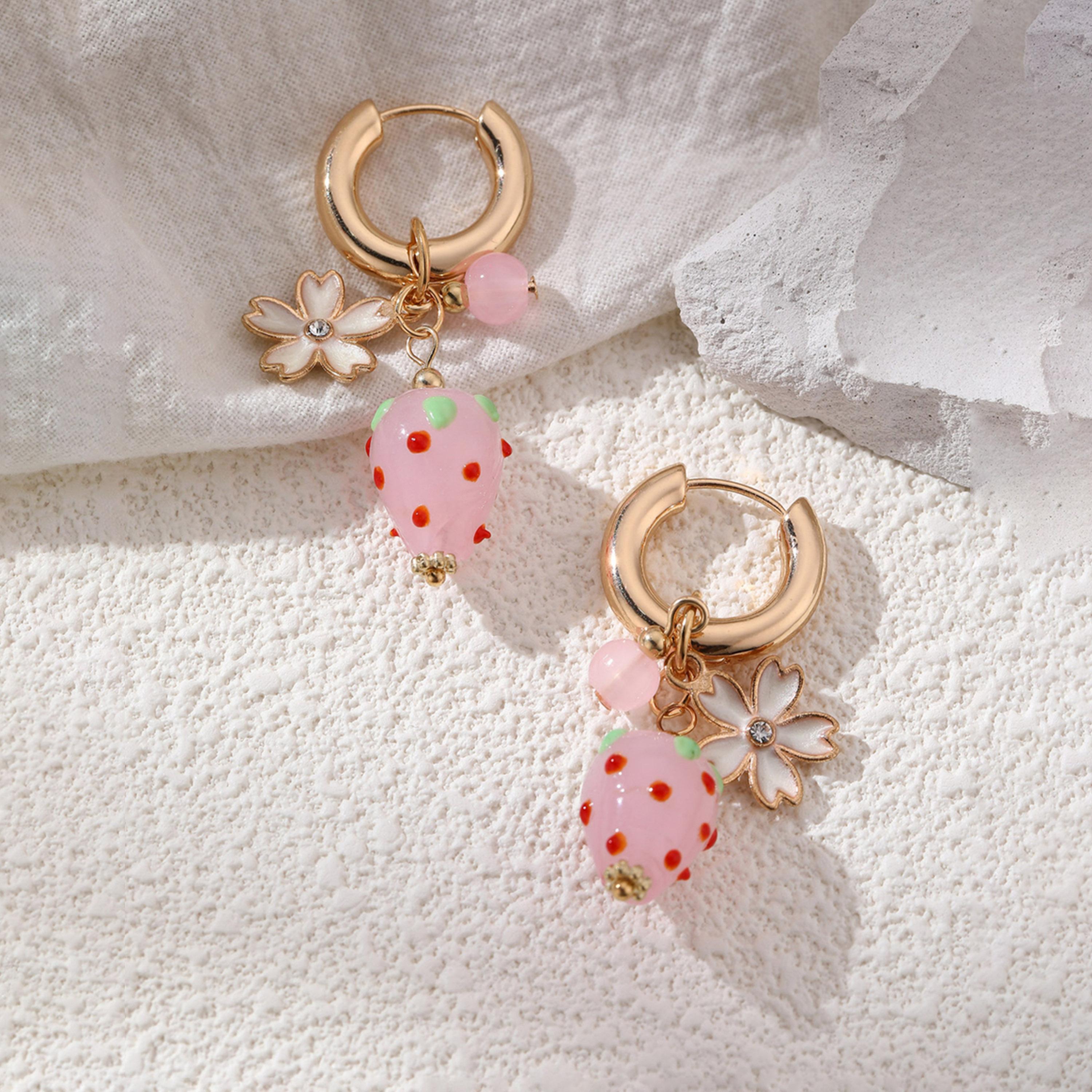 Take Two Fruit Strawberry Hoop Earrings-women-watchesandjewellery-jewellery-earrings-image-2