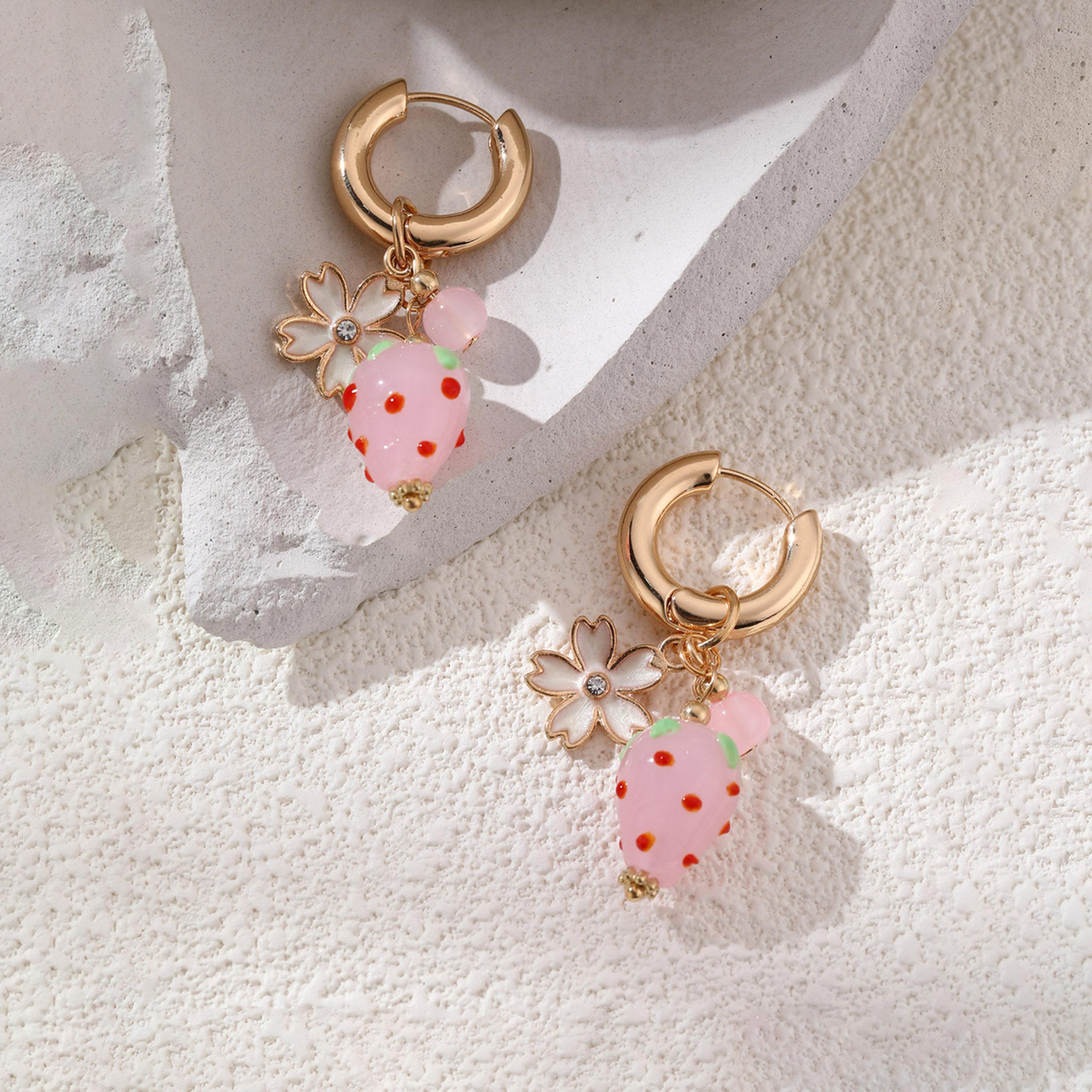 Take Two Fruit Strawberry Hoop Earrings-women-watchesandjewellery-jewellery-earrings-image-3