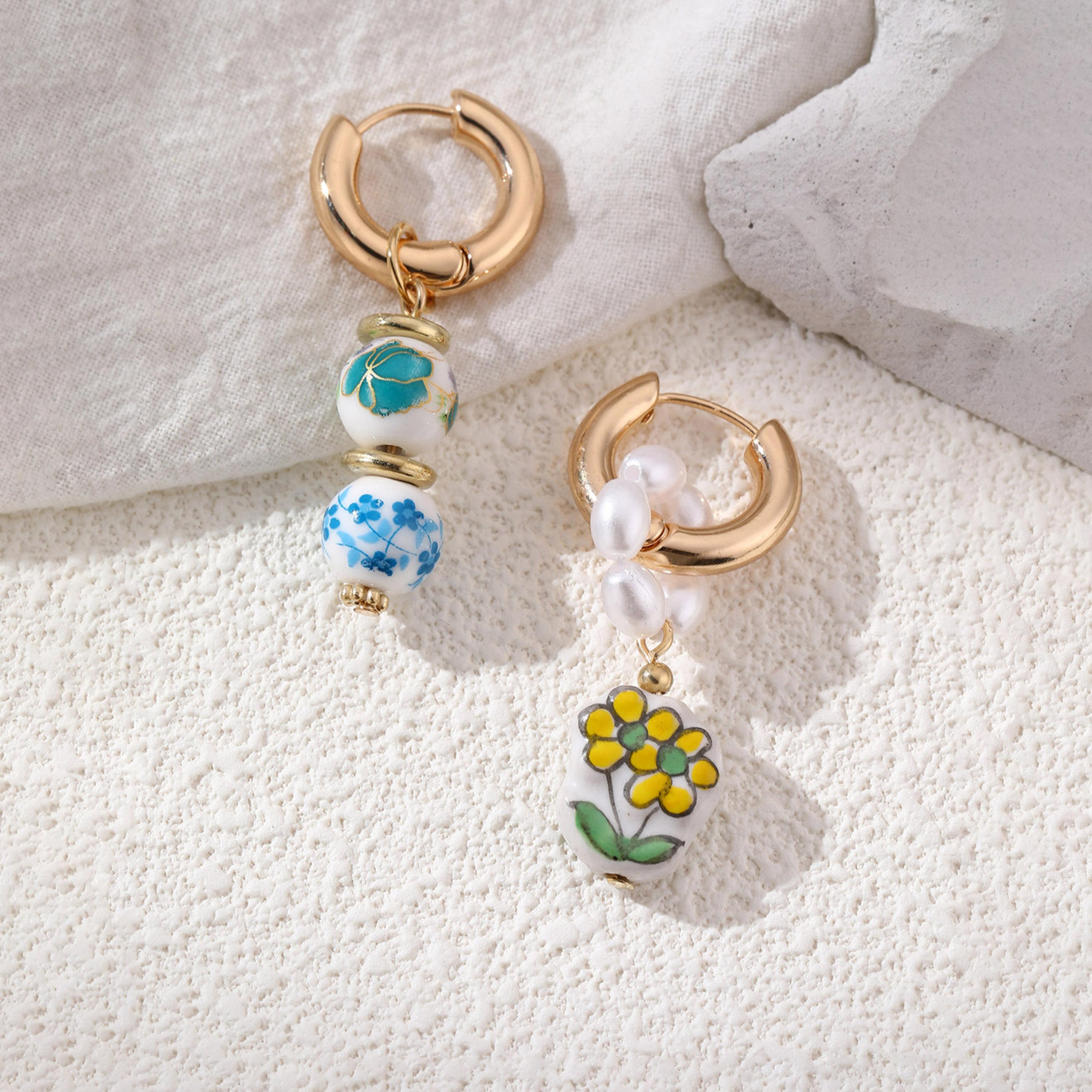 Take Two Porcelain Floral Pearl Drop Earrings-women-watchesandjewellery-jewellery-earrings-image-3