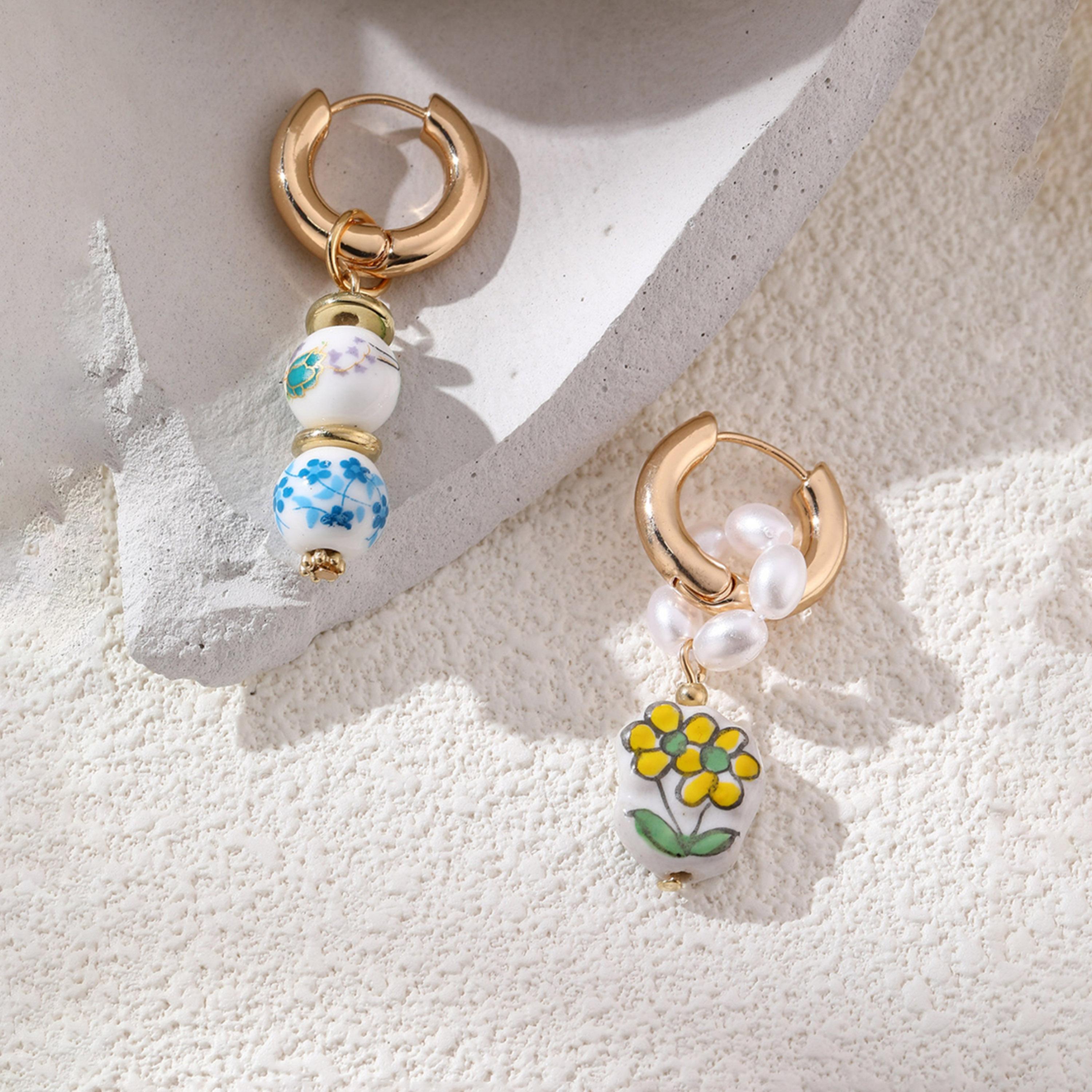 Take Two Porcelain Floral Pearl Drop Earrings-women-watchesandjewellery-jewellery-earrings-image-4