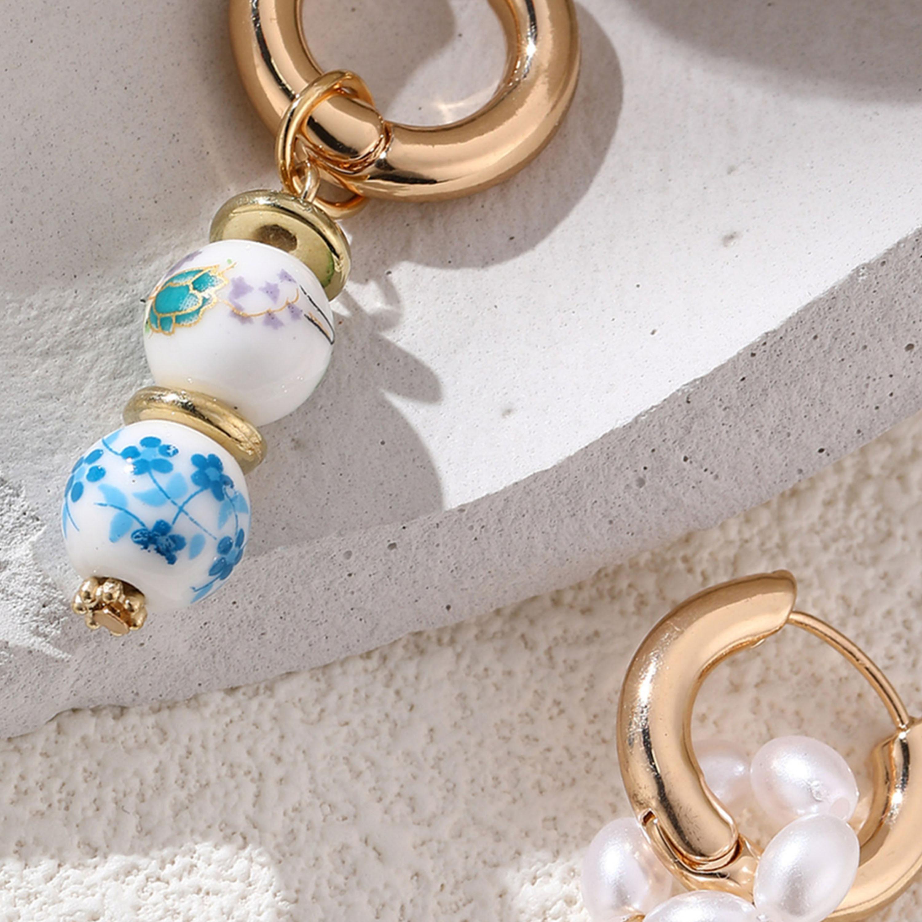 Take Two Porcelain Floral Pearl Drop Earrings-women-watchesandjewellery-jewellery-earrings-image-5