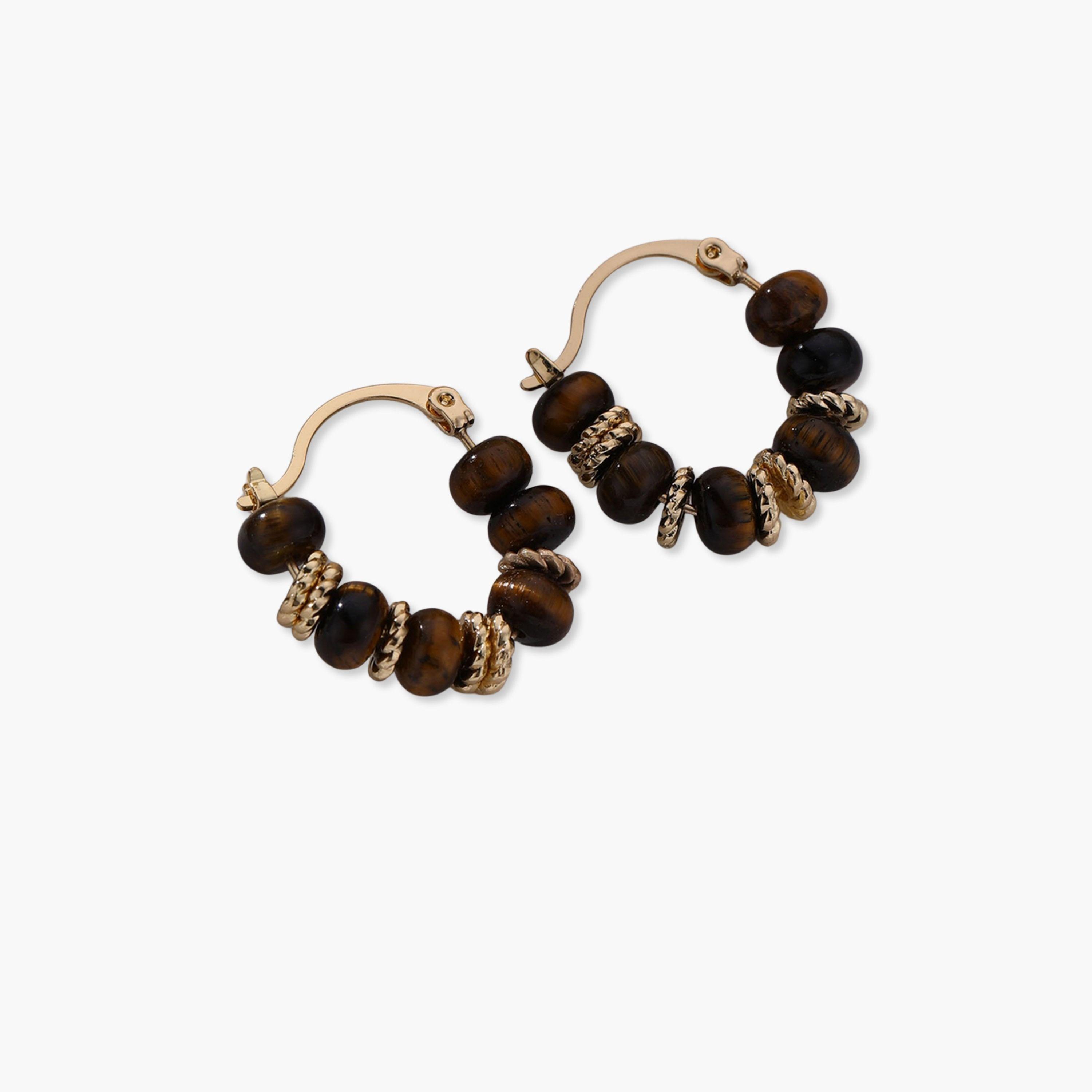 Take Two Tiger Eye Beaded Hoop Earrings-women-watchesandjewellery-jewellery-earrings-image-1