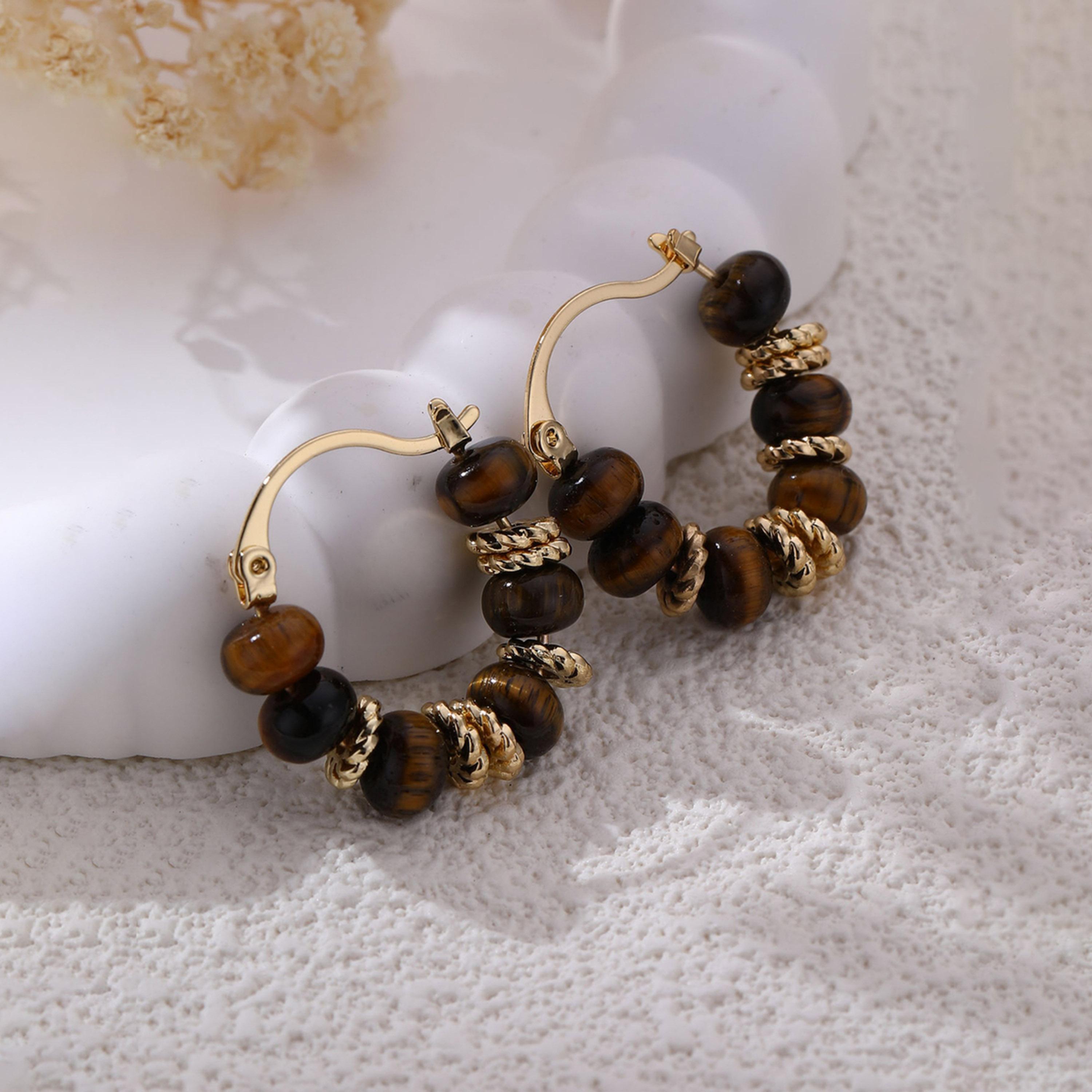 Take Two Tiger Eye Beaded Hoop Earrings-women-watchesandjewellery-jewellery-earrings-image-4