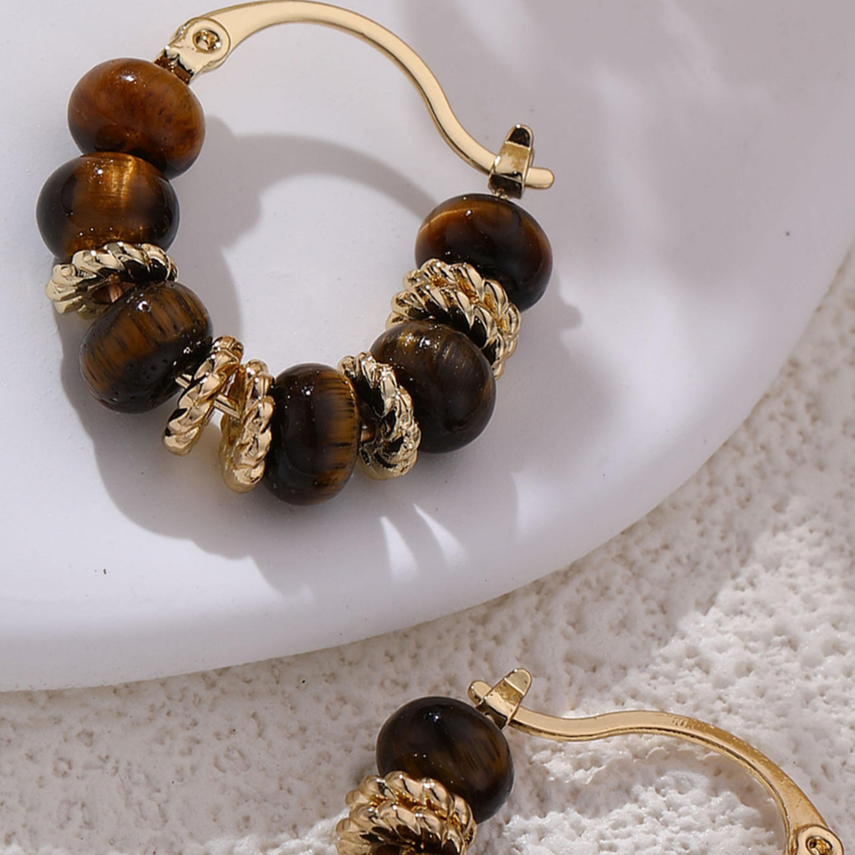 Take Two Tiger Eye Beaded Hoop Earrings-women-watchesandjewellery-jewellery-earrings-image-5