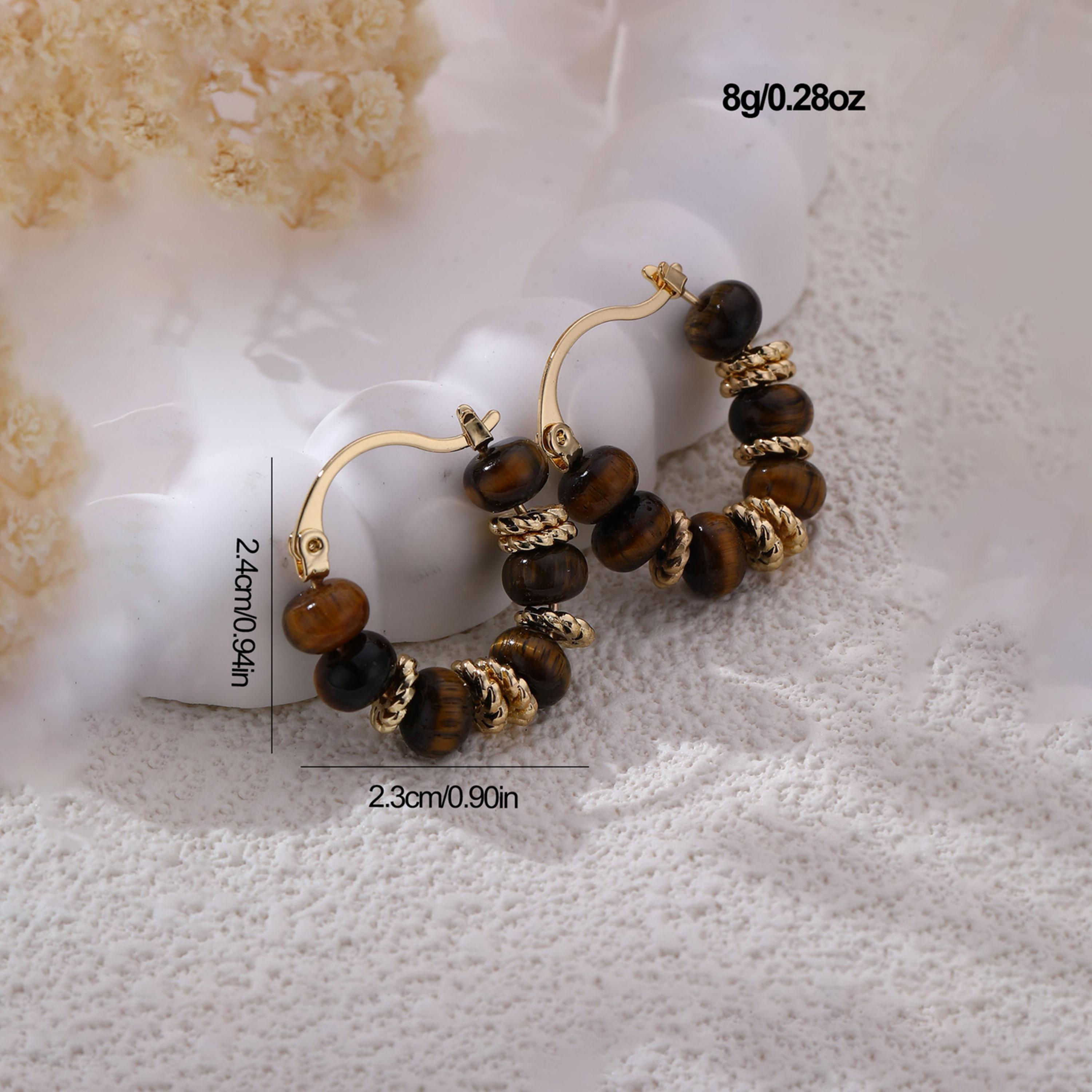 Take Two Tiger Eye Beaded Hoop Earrings-women-watchesandjewellery-jewellery-earrings-image-6