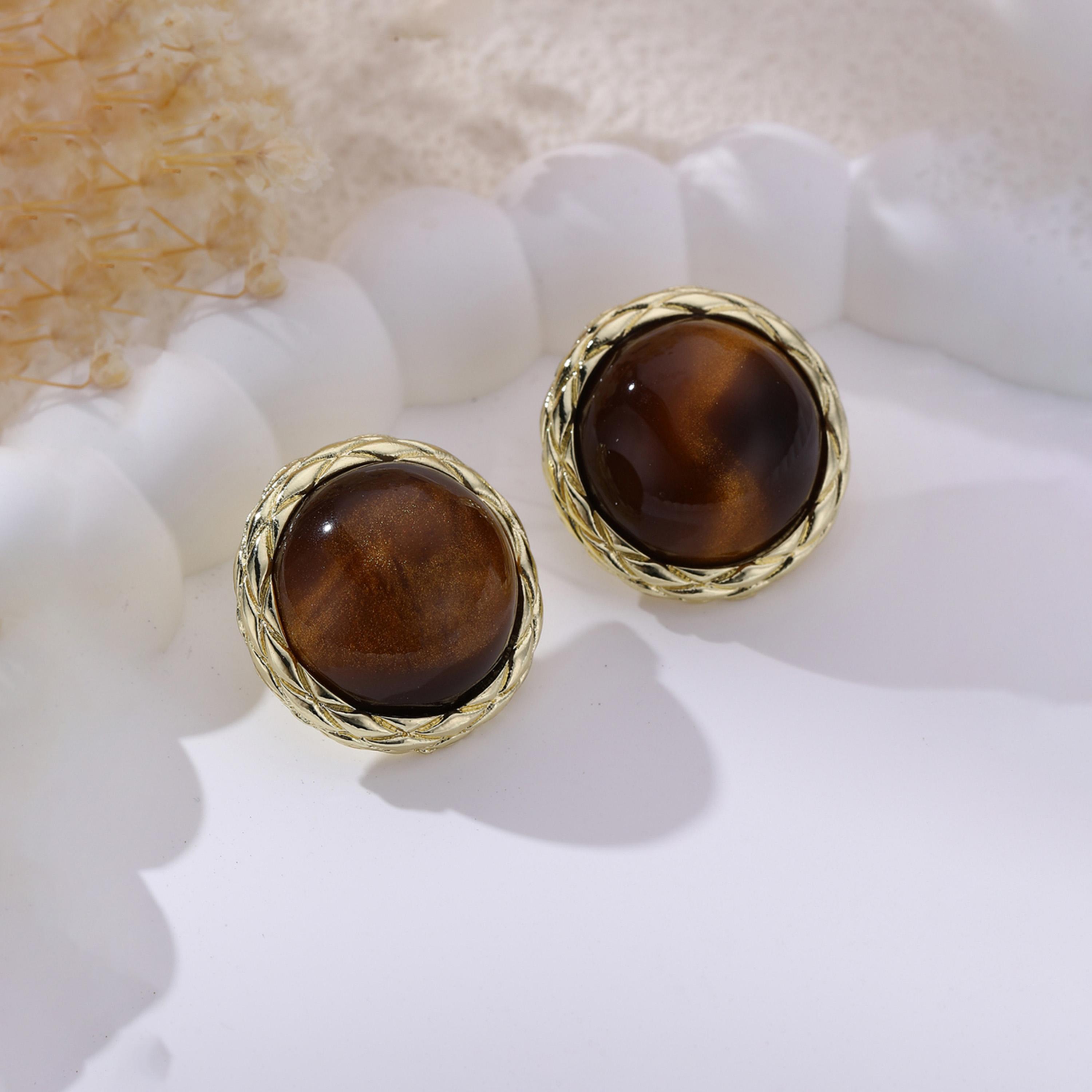 Take Two Tiger Eye Stone Stud Earrings-women-watchesandjewellery-jewellery-earrings-image-3