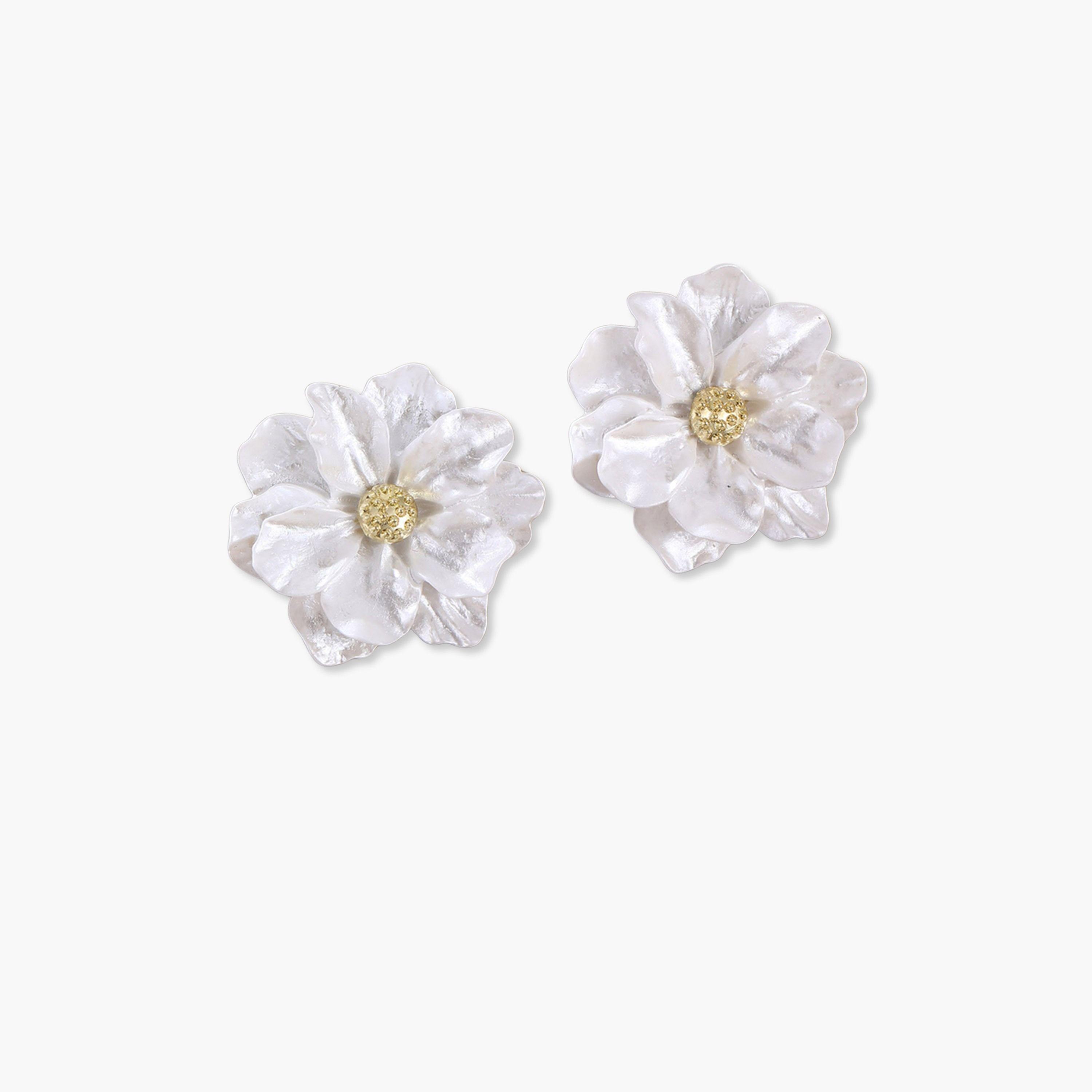 Take Two White Flower Stud Earrings-women-watchesandjewellery-jewellery-earrings-image-1
