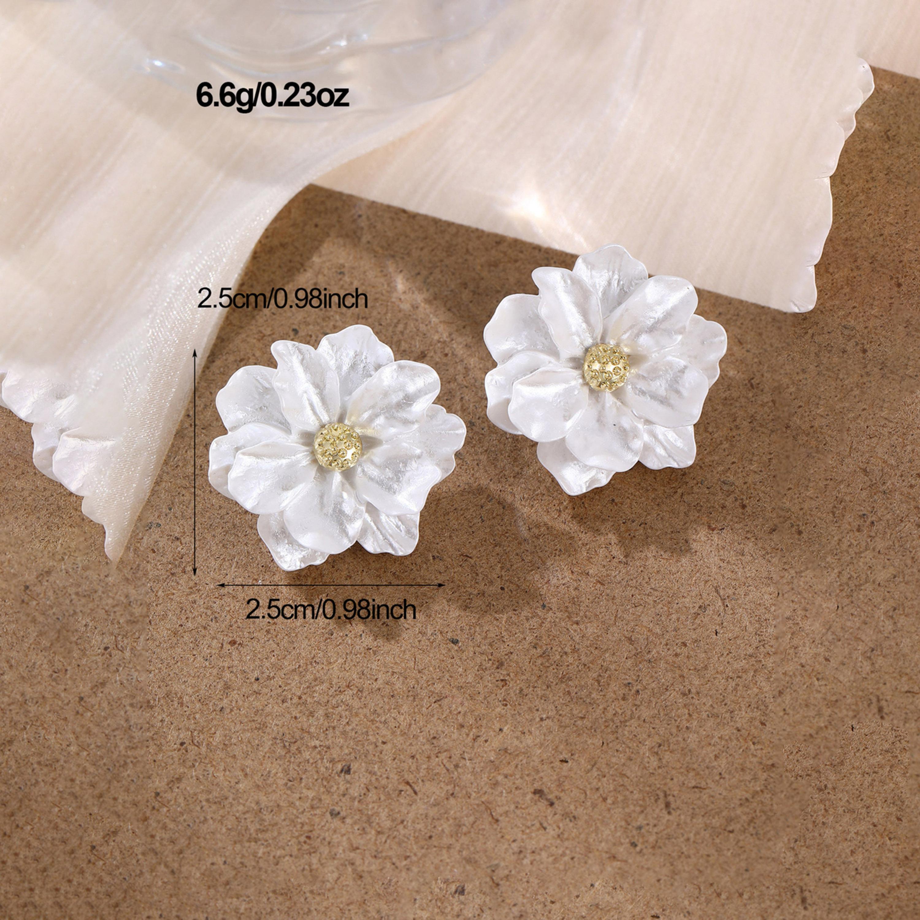 Take Two White Flower Stud Earrings-women-watchesandjewellery-jewellery-earrings-image-2