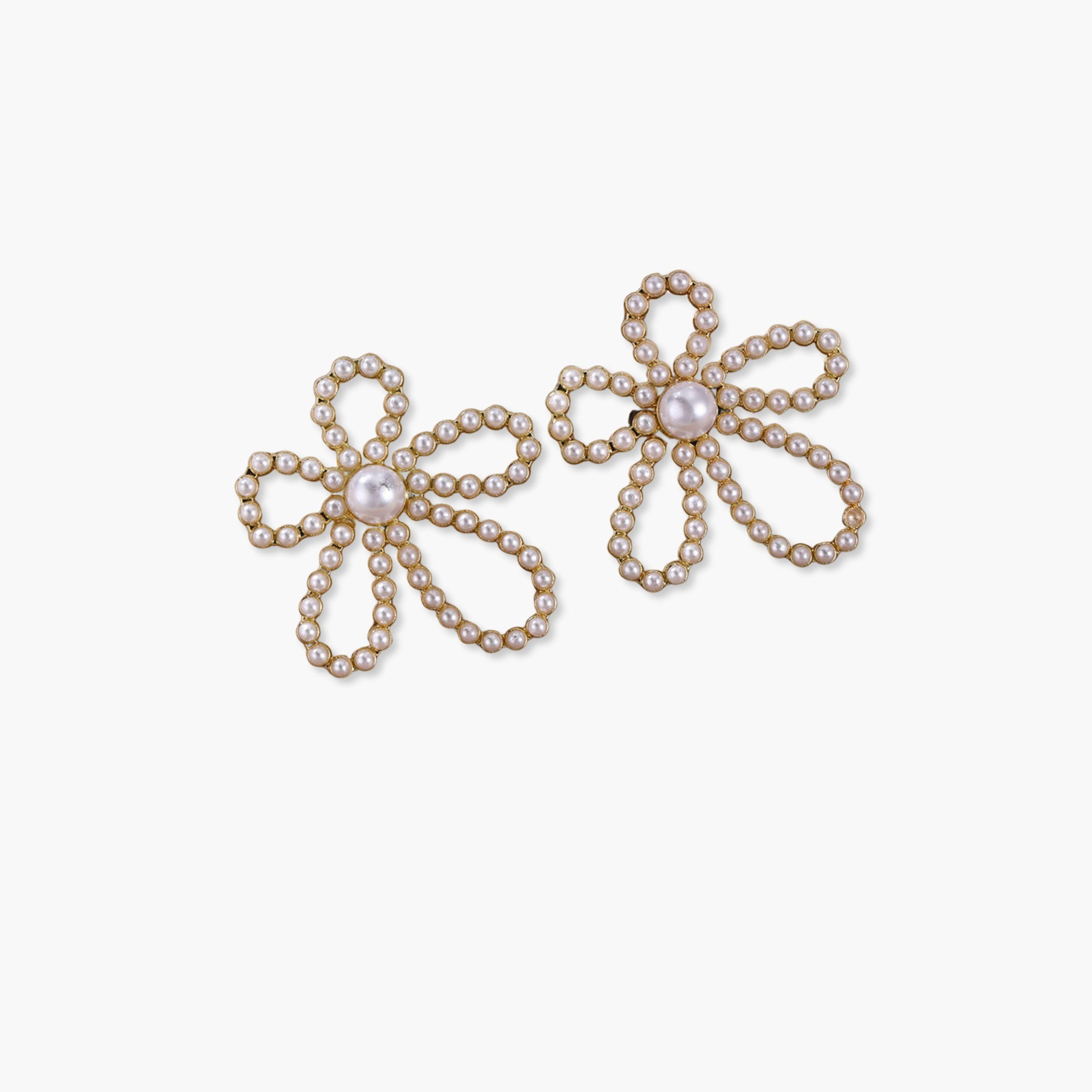 Take Two Faux Pearl Floral Earrings-women-watchesandjewellery-jewellery-earrings-image-1