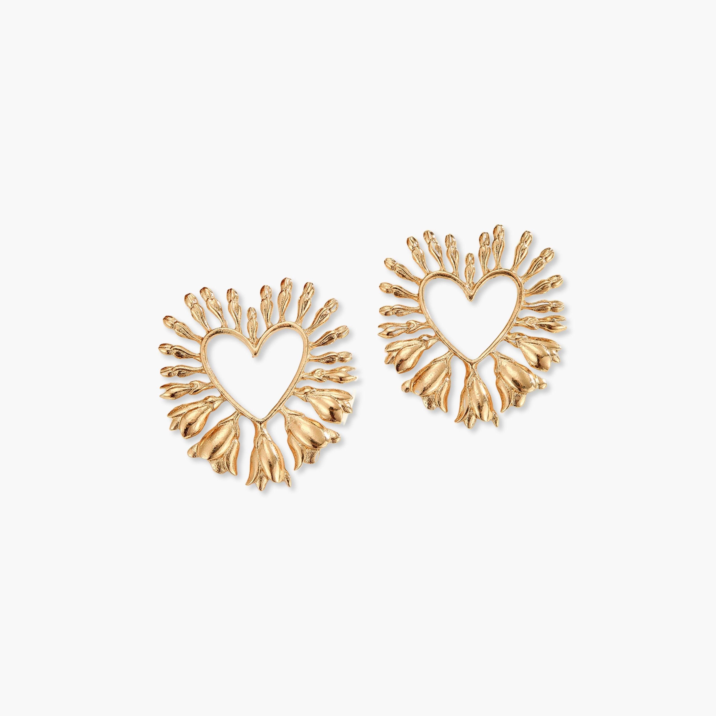Take Two Golden Heart Shape Earrings-women-watchesandjewellery-jewellery-earrings-image-1