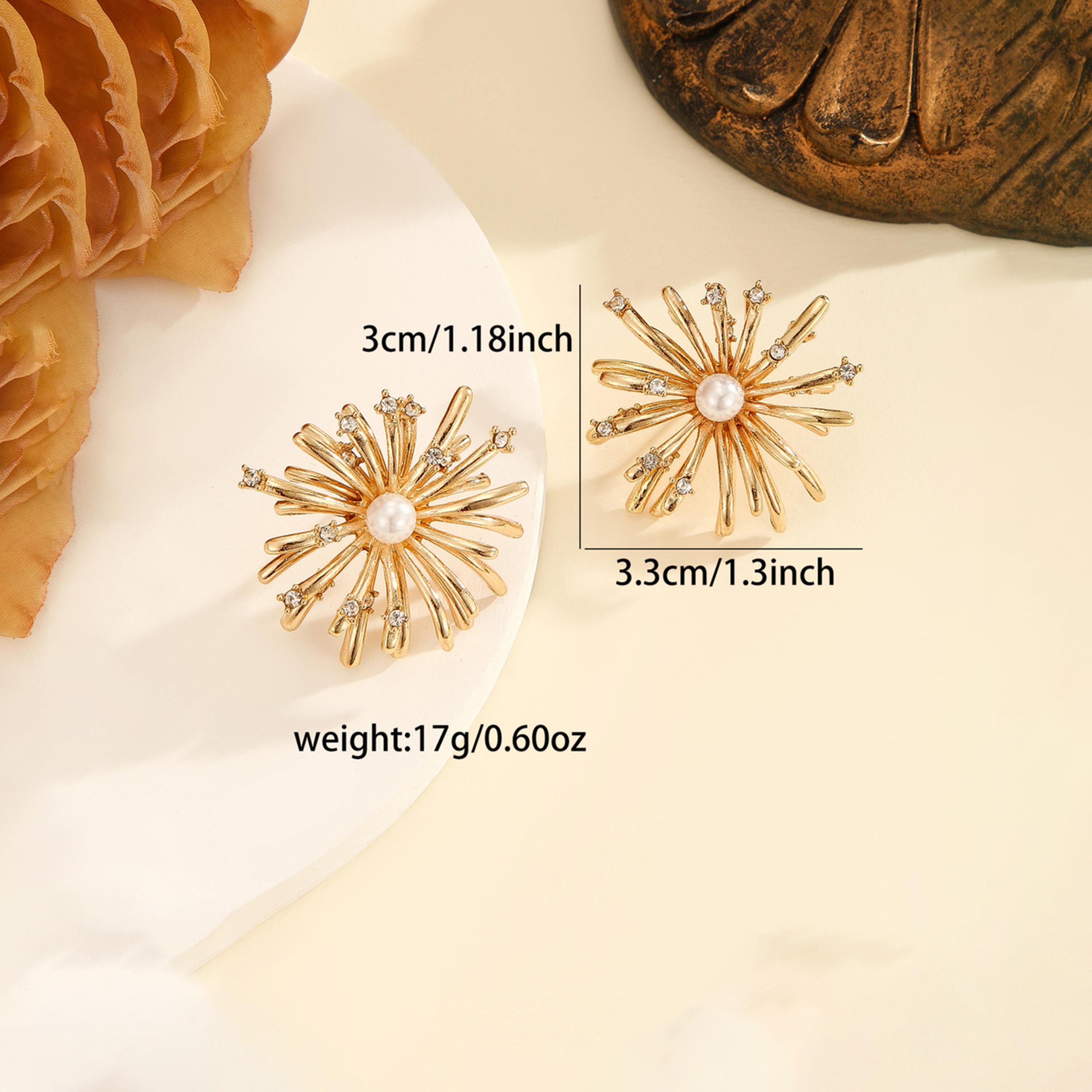 Take Two Gold Starburst Stud Earrings with Pearl Accent-women-watchesandjewellery-jewellery-earrings-image-3