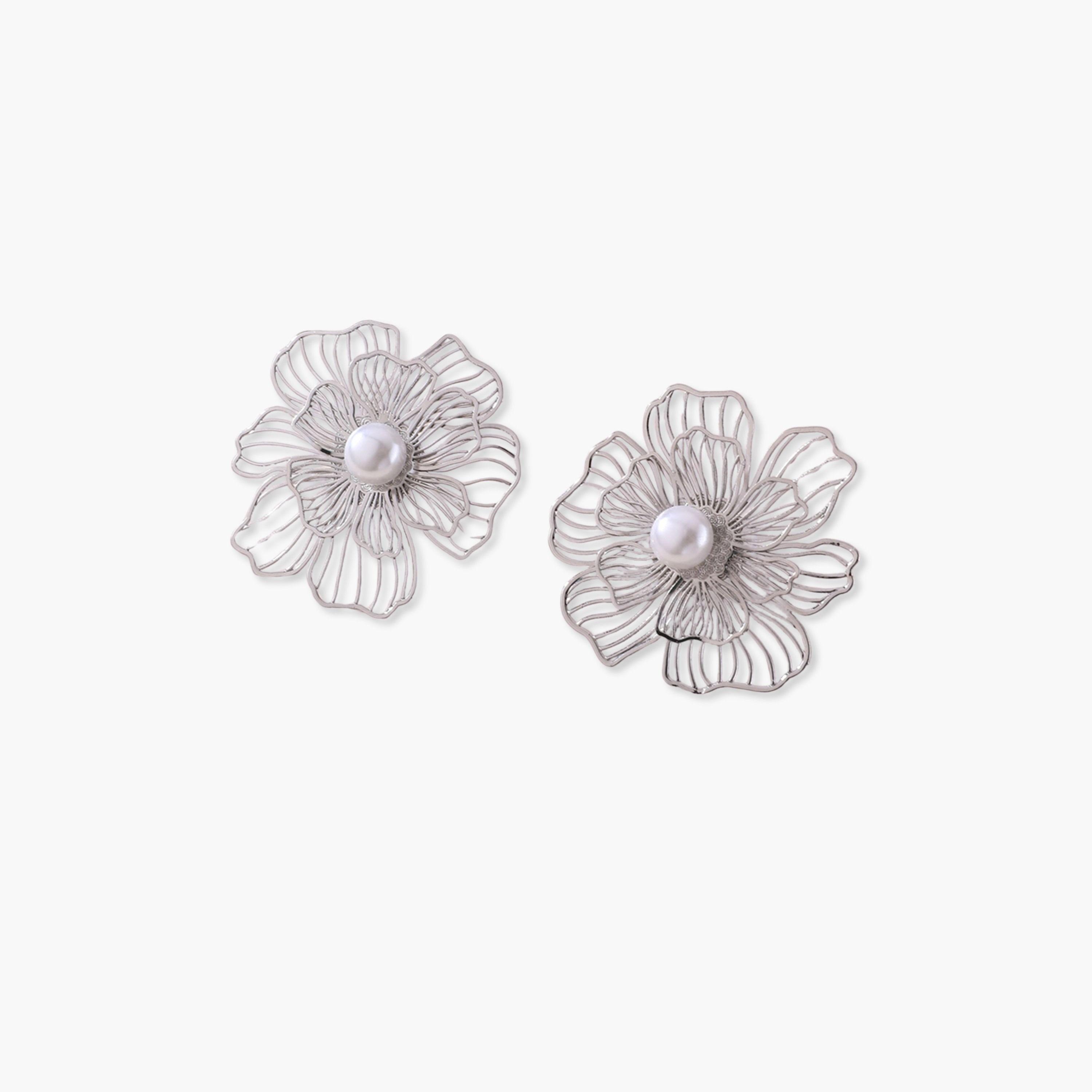 Take Two Silver Floral Stud Earrings-women-watchesandjewellery-jewellery-earrings-image-1