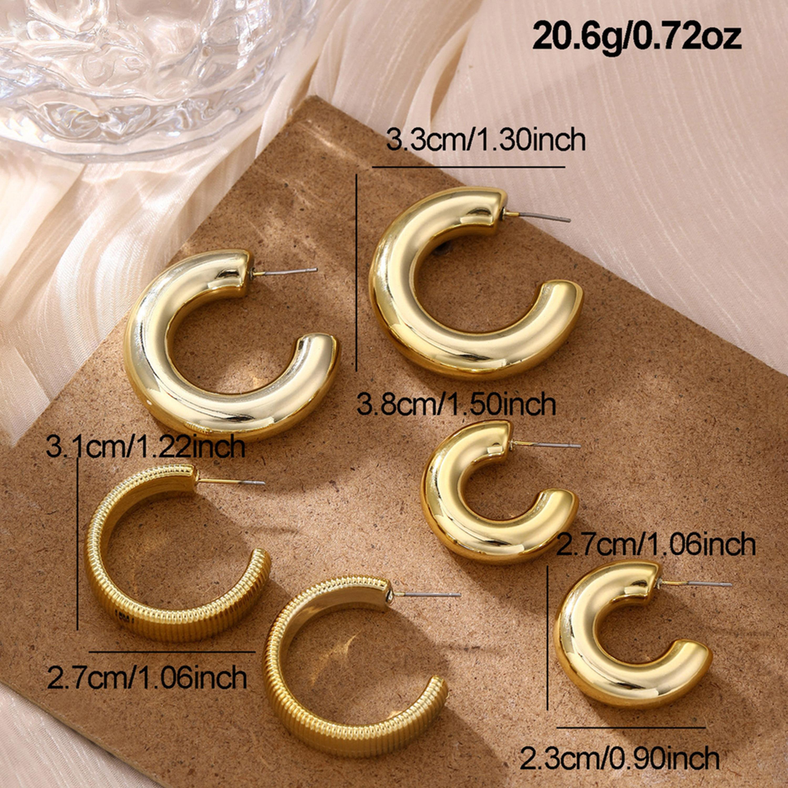 تيك تو - مجموعة من 3 أقراط ذهبية دائرية-women-watchesandjewellery-jewellery-earrings-image-3