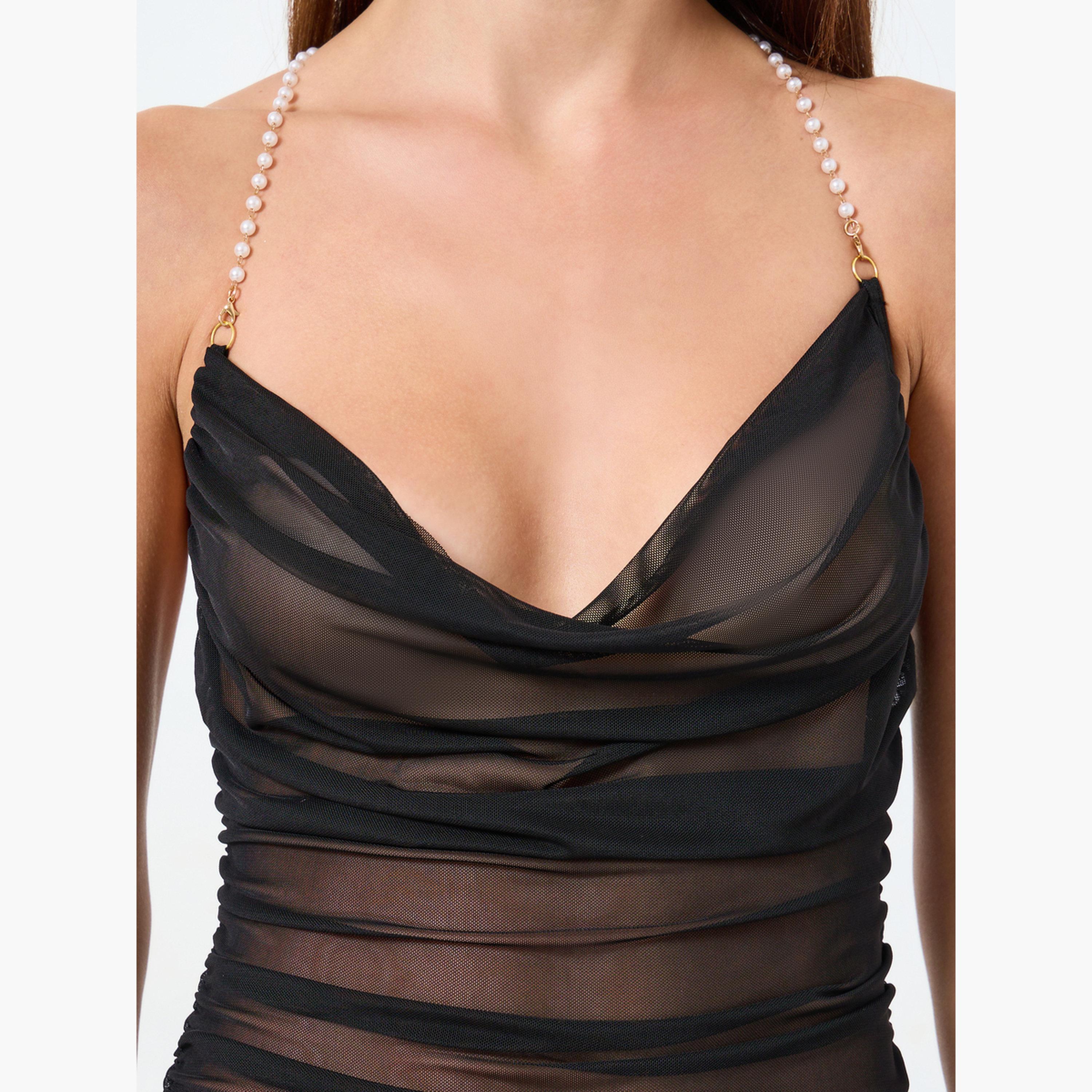 تيك تو - فستان شفاف بحمالات مزينة باللؤلو وسروال داخلي-women-clothing-lingerie-lingeriesets-image-5