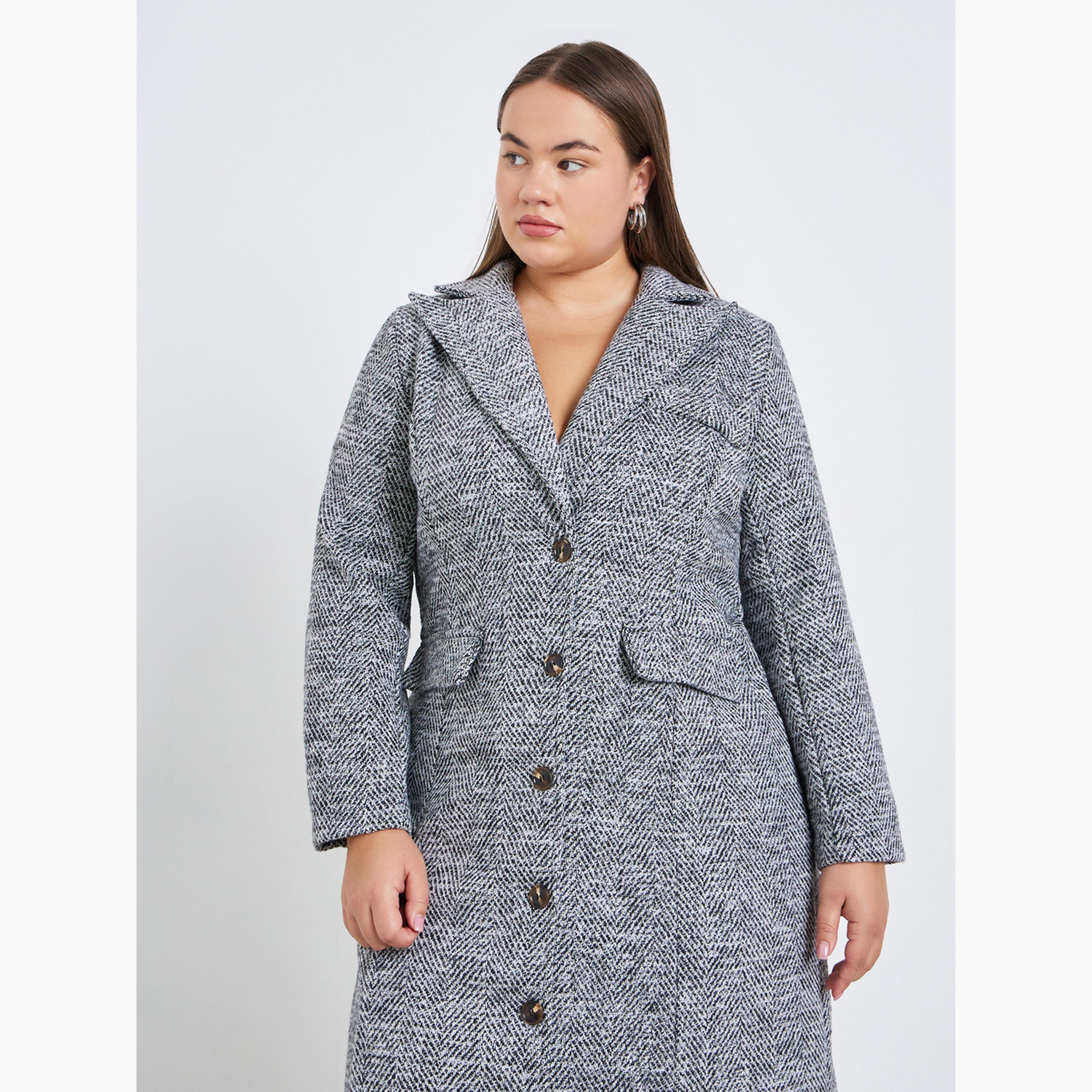 فستان بليزر ميدي بمظهر تويد بمقاس كبير-women-clothing-dresses-image-2