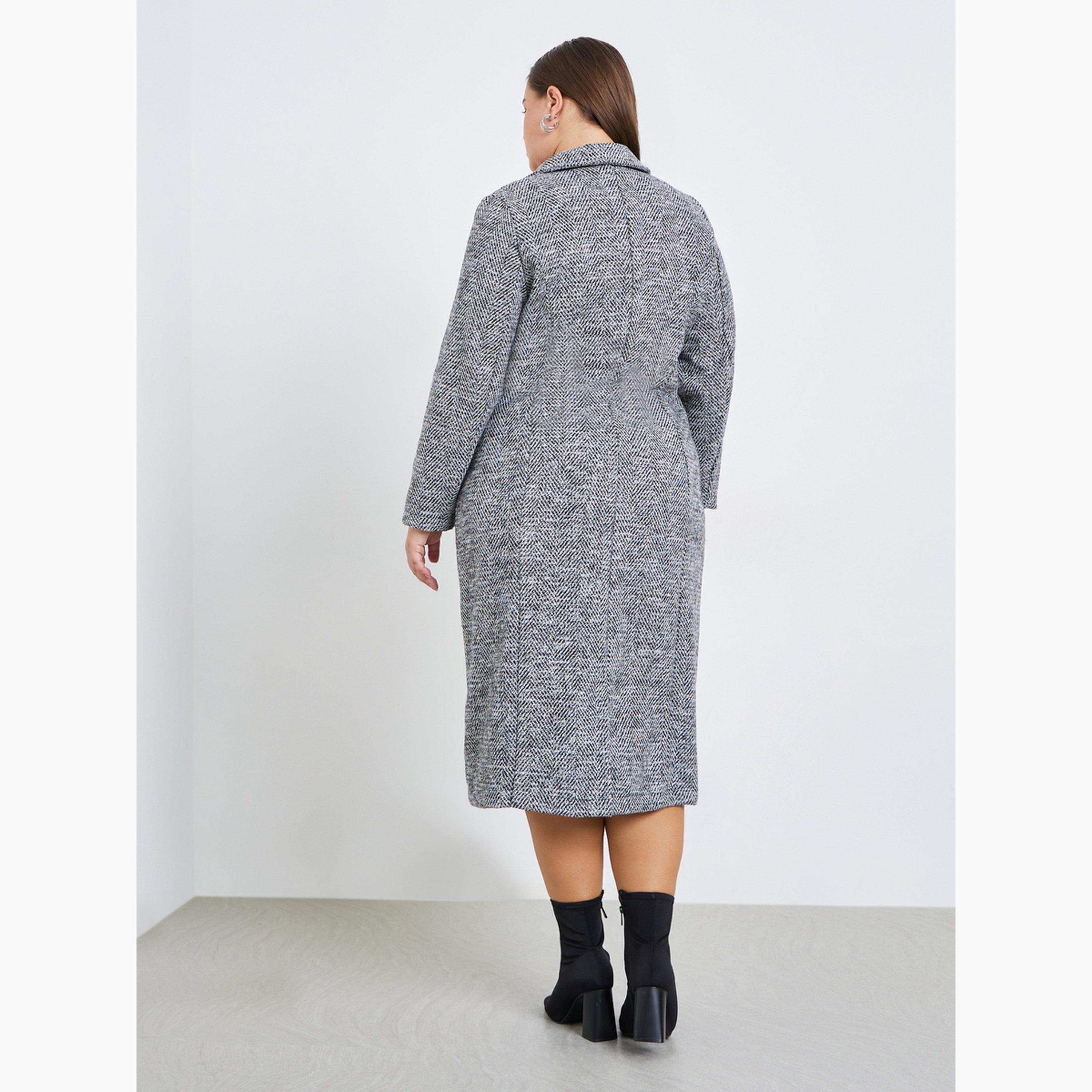 فستان بليزر ميدي بمظهر تويد بمقاس كبير-women-clothing-dresses-image-4
