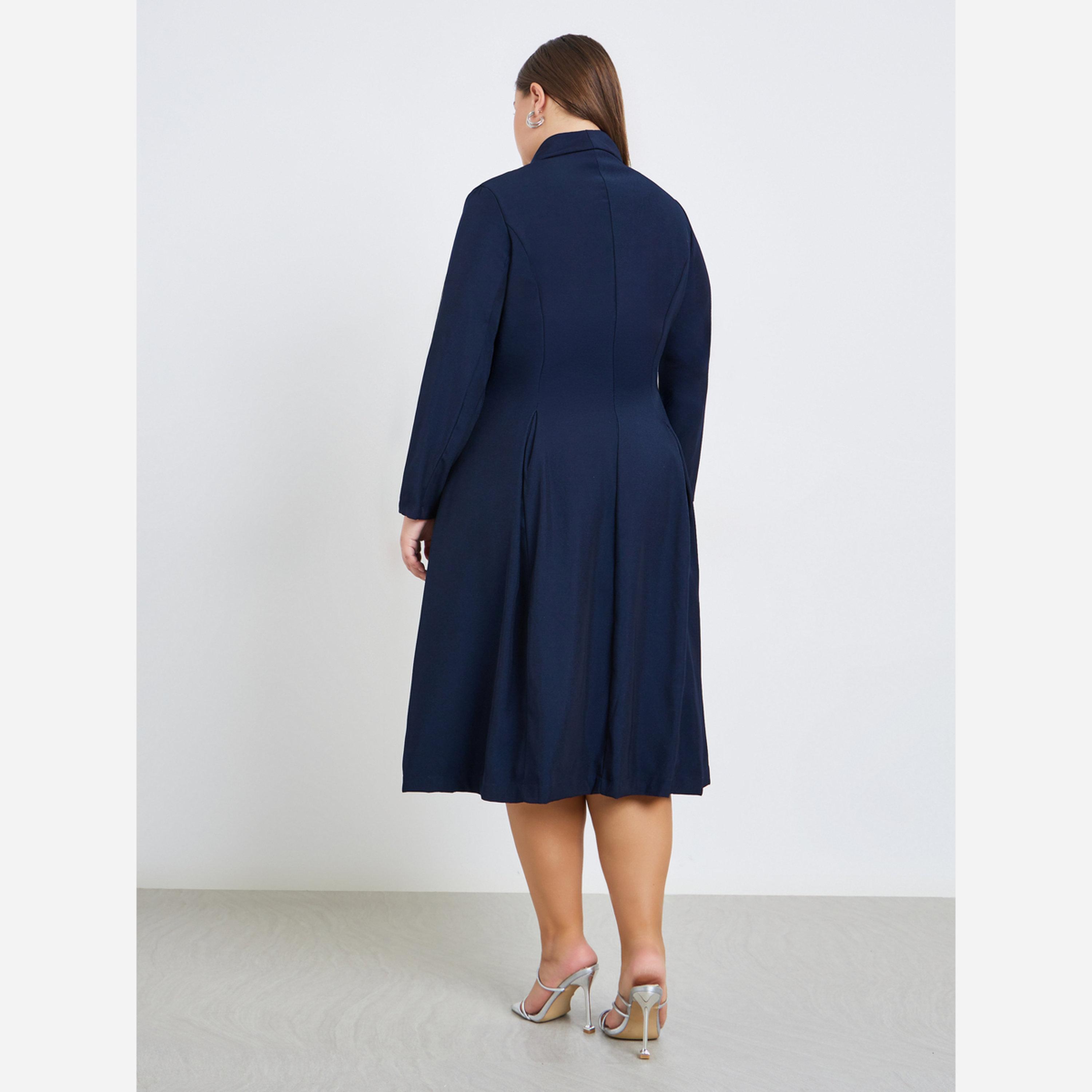 Styli Plus Size Fold Pleat Blazer Midi Dress-women-clothing-dresses-image-3