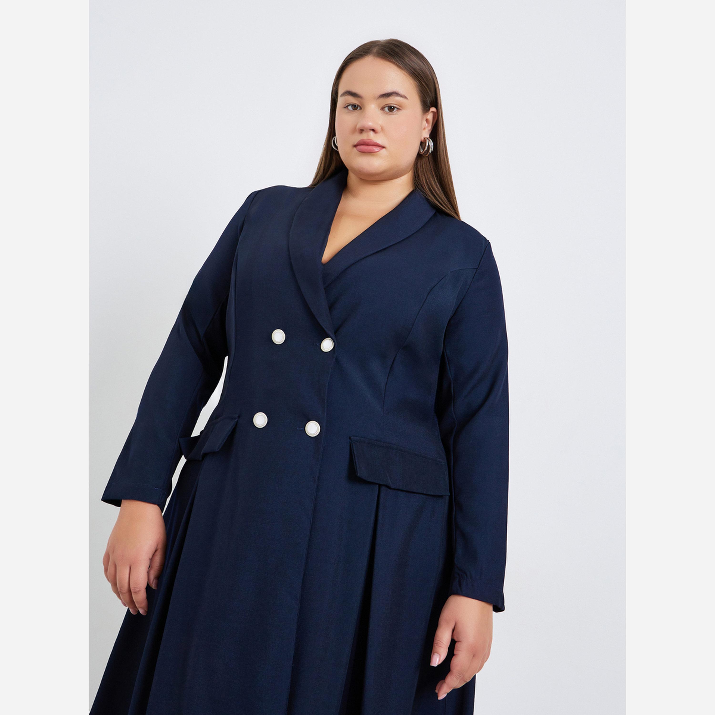 ستايلي - فستان متوسط الطول مقاس واسع طيات-women-clothing-dresses-image-4