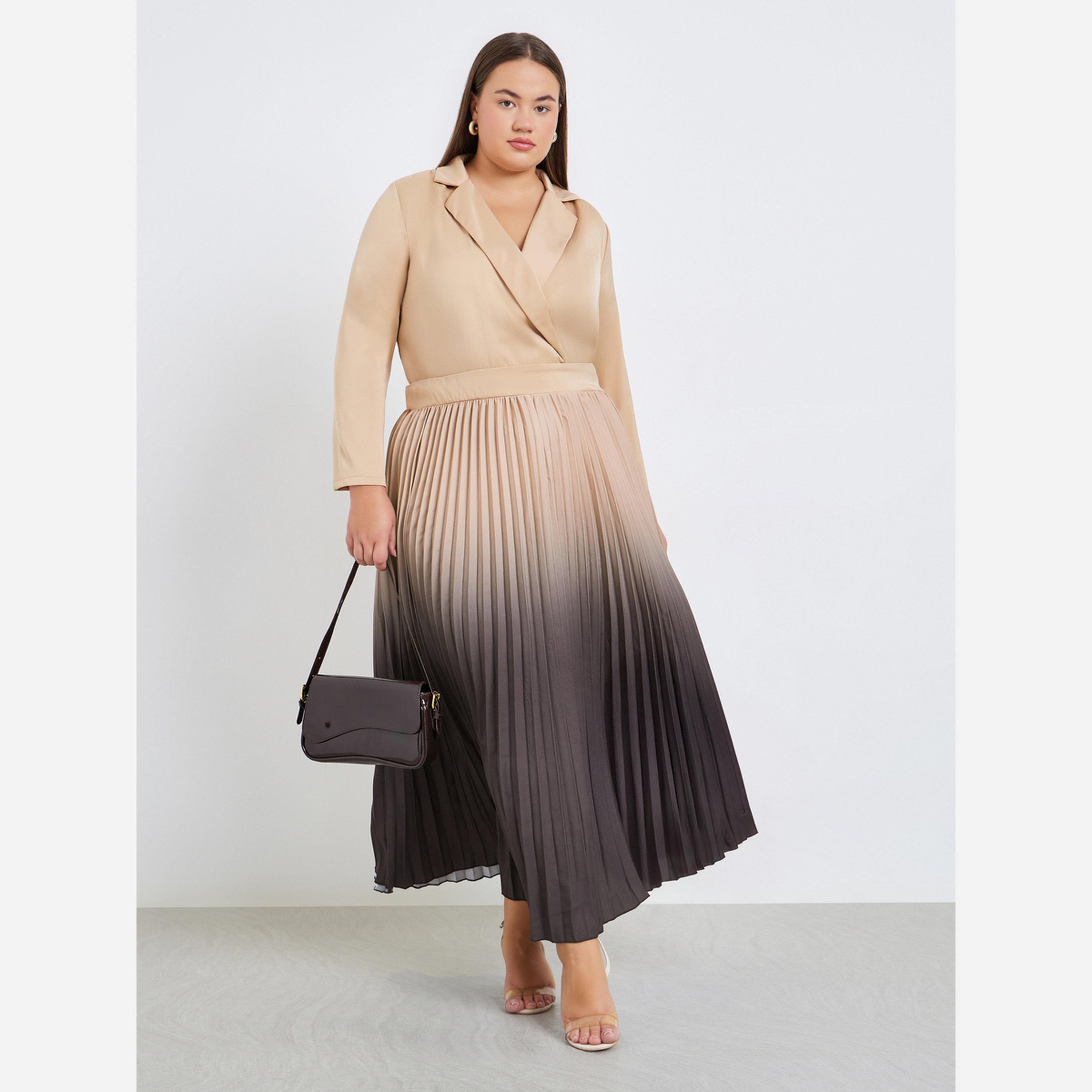 Styli Plus Size Ombre Pleated Blazer Maxi Dress-women-clothing-dresses-image-2