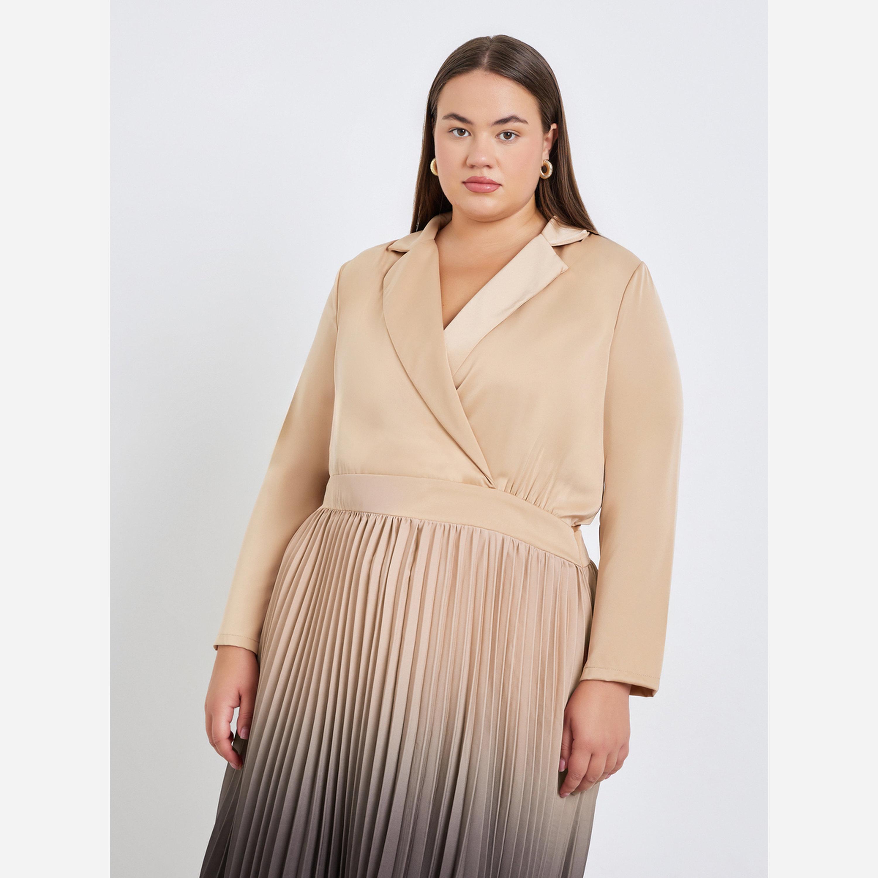 Styli Plus Size Ombre Pleated Blazer Maxi Dress-women-clothing-dresses-image-4