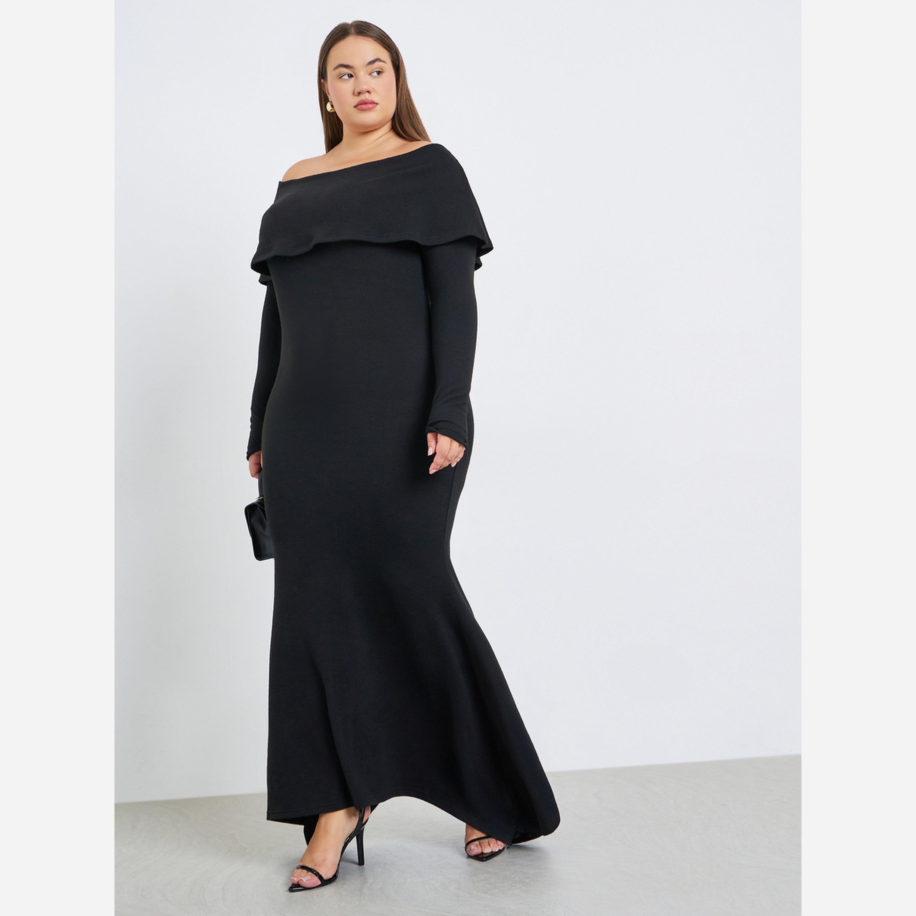 Styli Plus Size Long Sleeves A-Line Maxi Dress-women-clothing-dresses-image-1