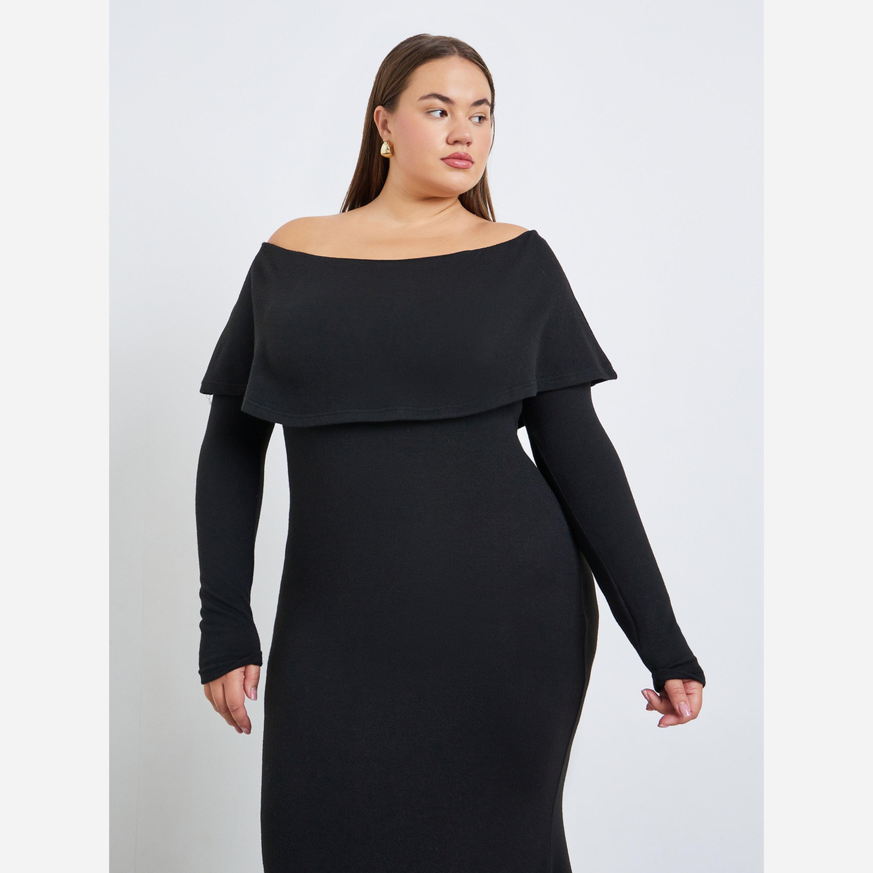 Styli Plus Size Long Sleeves A-Line Maxi Dress-women-clothing-dresses-image-4