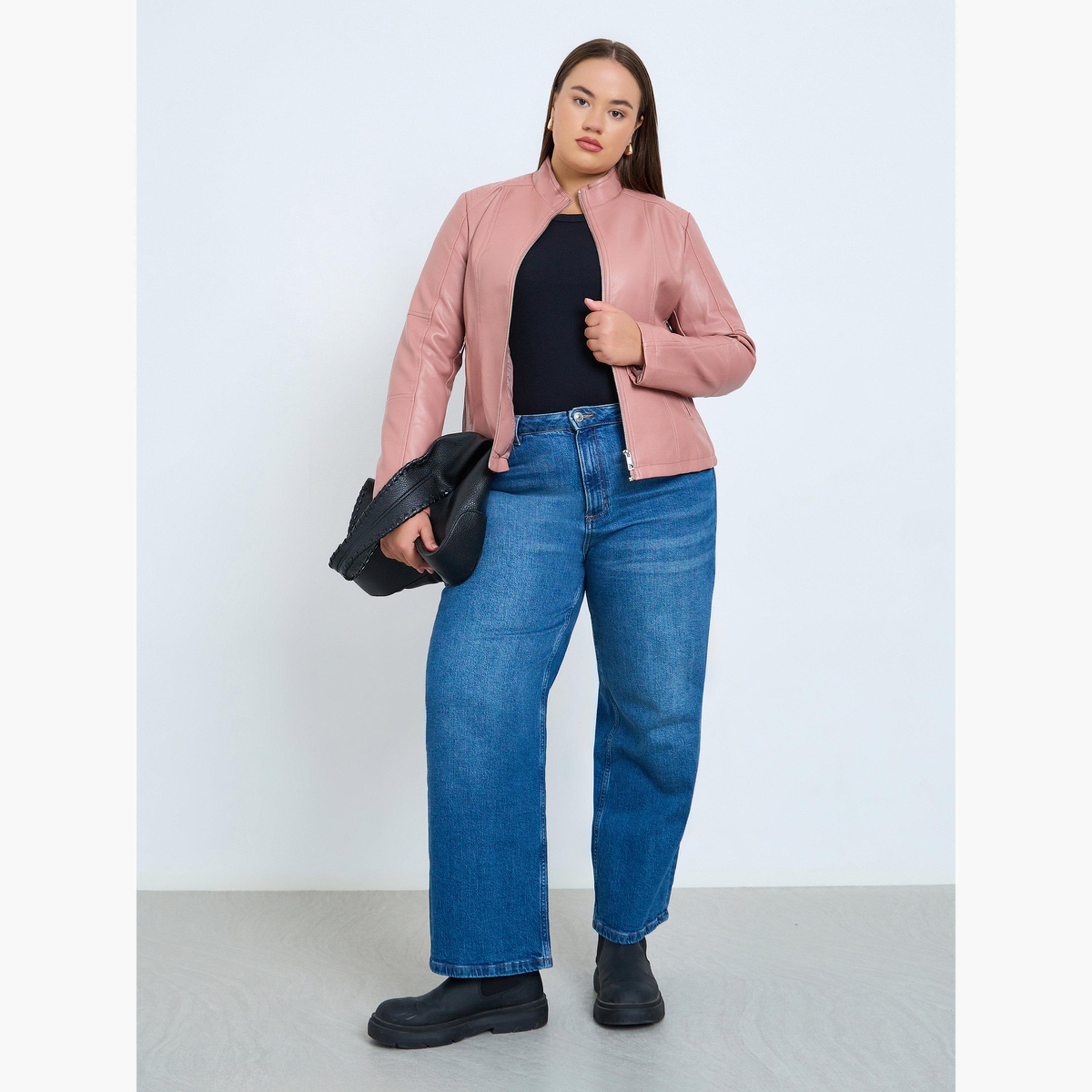 Take Two Solid High Neck Long Sleeves Women's Zip Up Jacket-women-winterwear-coatsandjackets-jackets-image-2