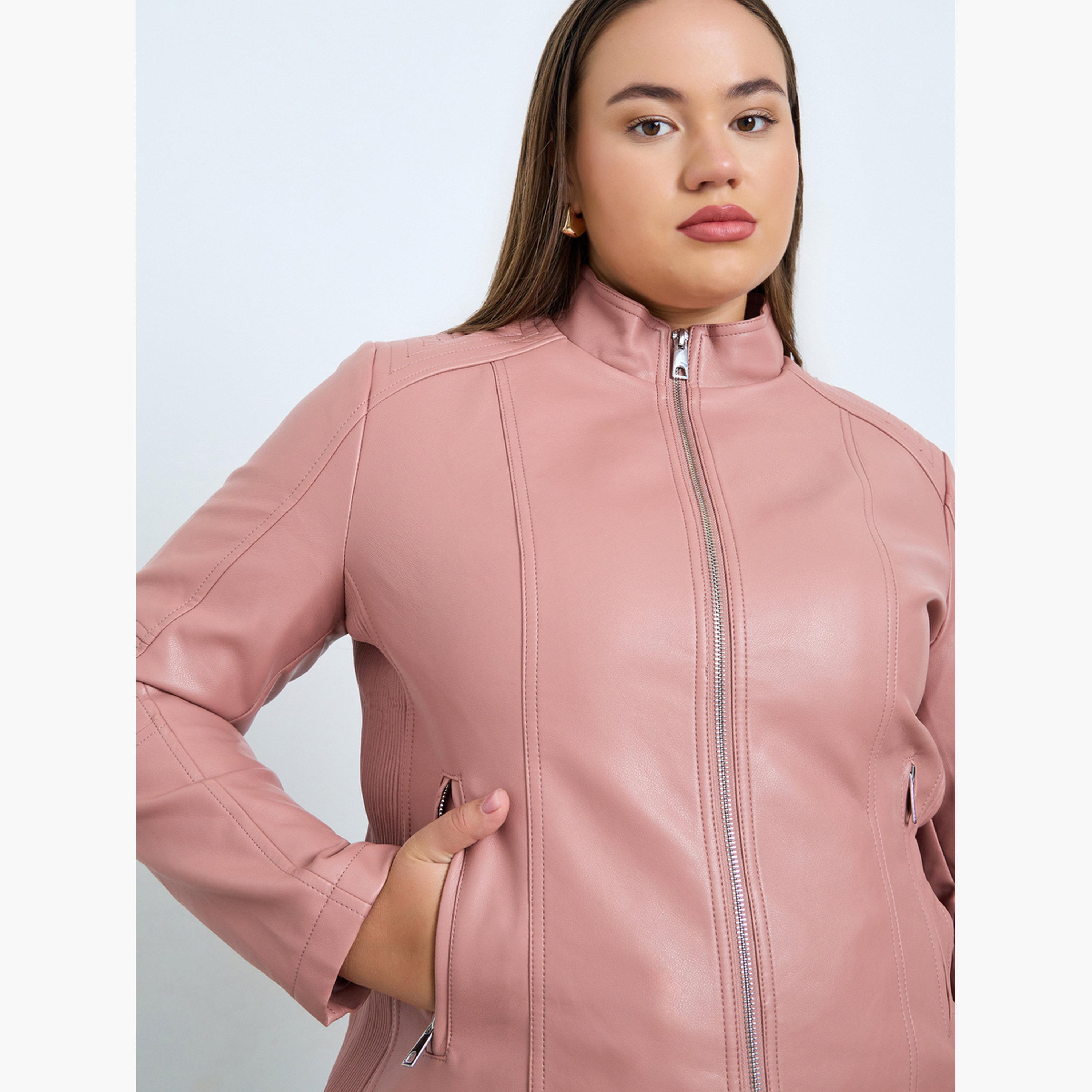 Take Two Solid High Neck Long Sleeves Women's Zip Up Jacket-women-winterwear-coatsandjackets-jackets-image-4