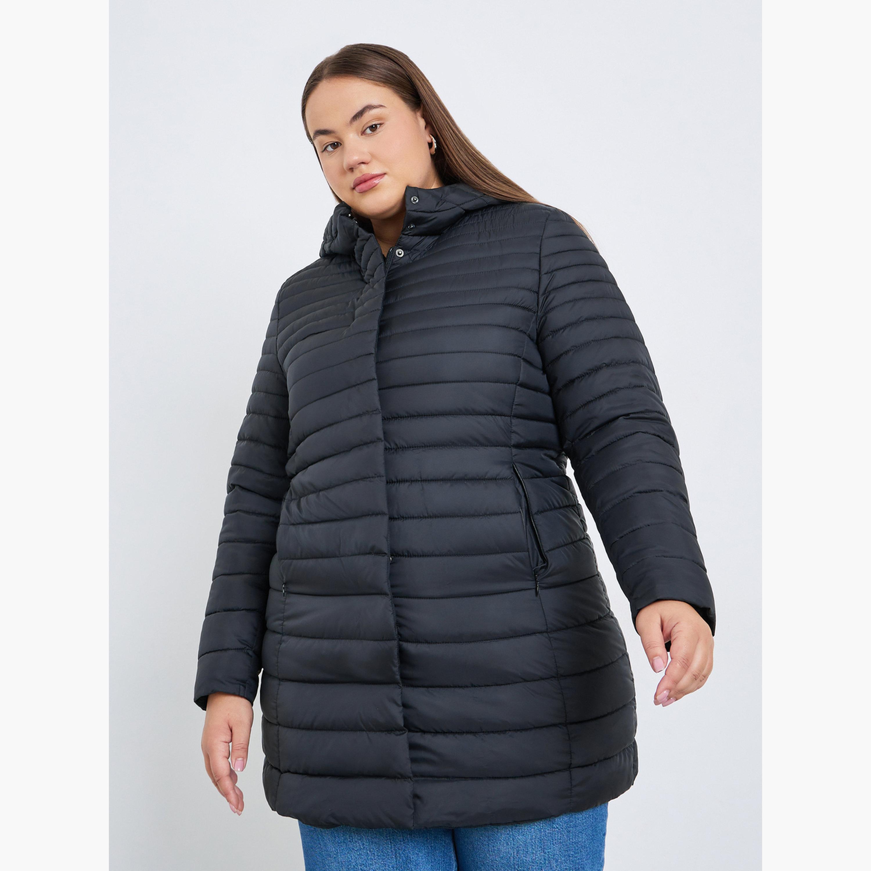 تيك تو - معطف مبطن طويل مقاس كبير مع قبعة-women-winterwear-coatsandjackets-coats-image-3