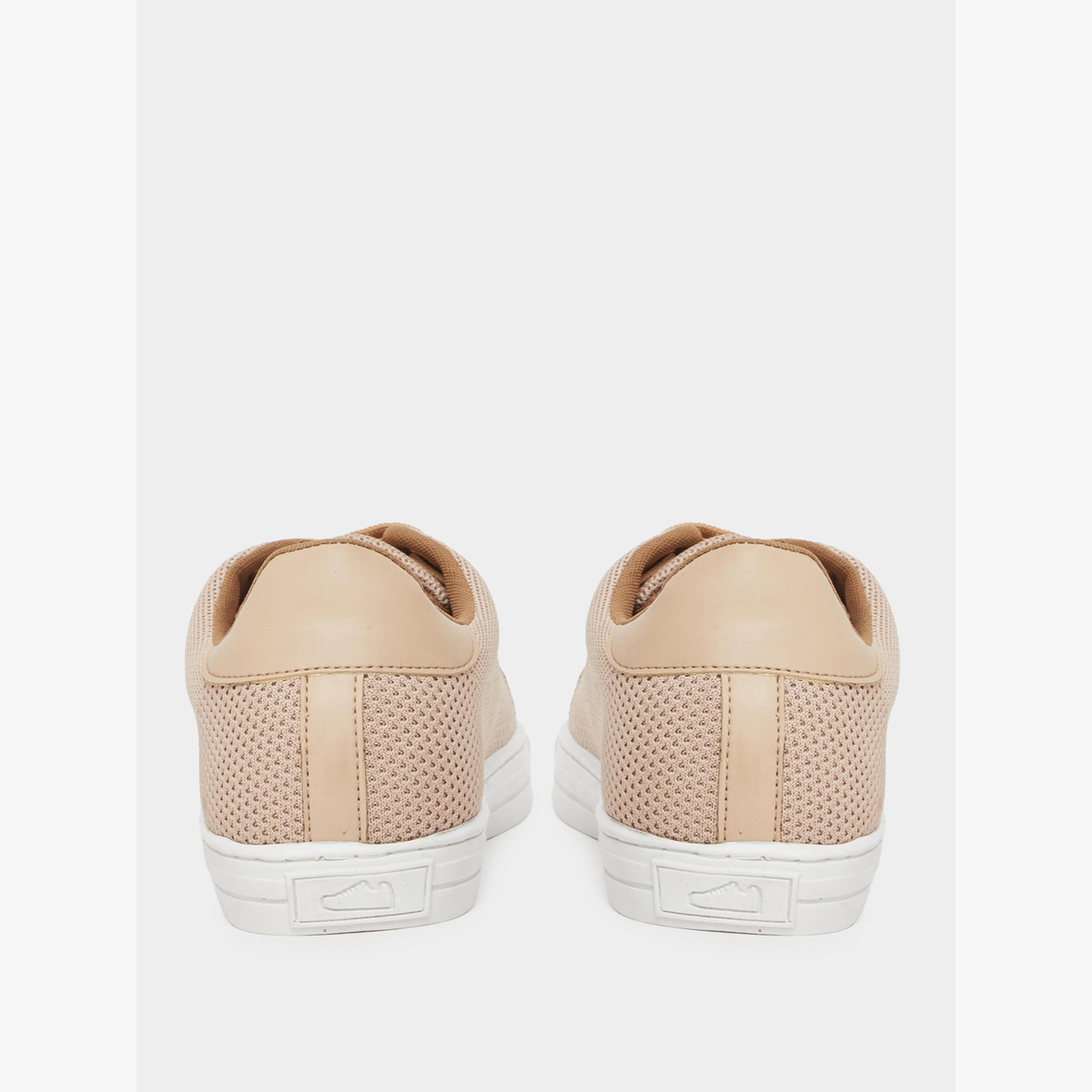 Styli Men Beige Knit Lace-Up Sneakers-sports-men-shoes-image-5