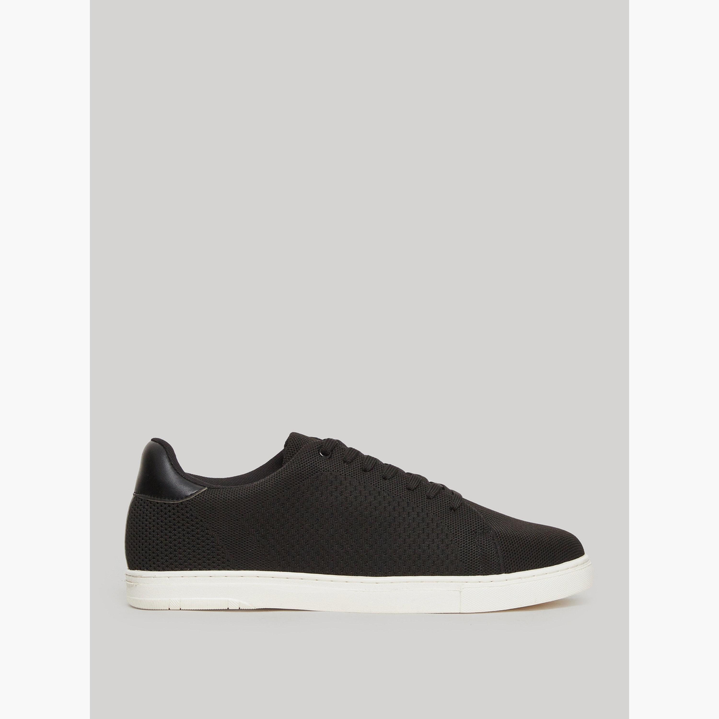 Styli Black Knit Lace-Up Sneakers-men-shoes-sneakers-image-2