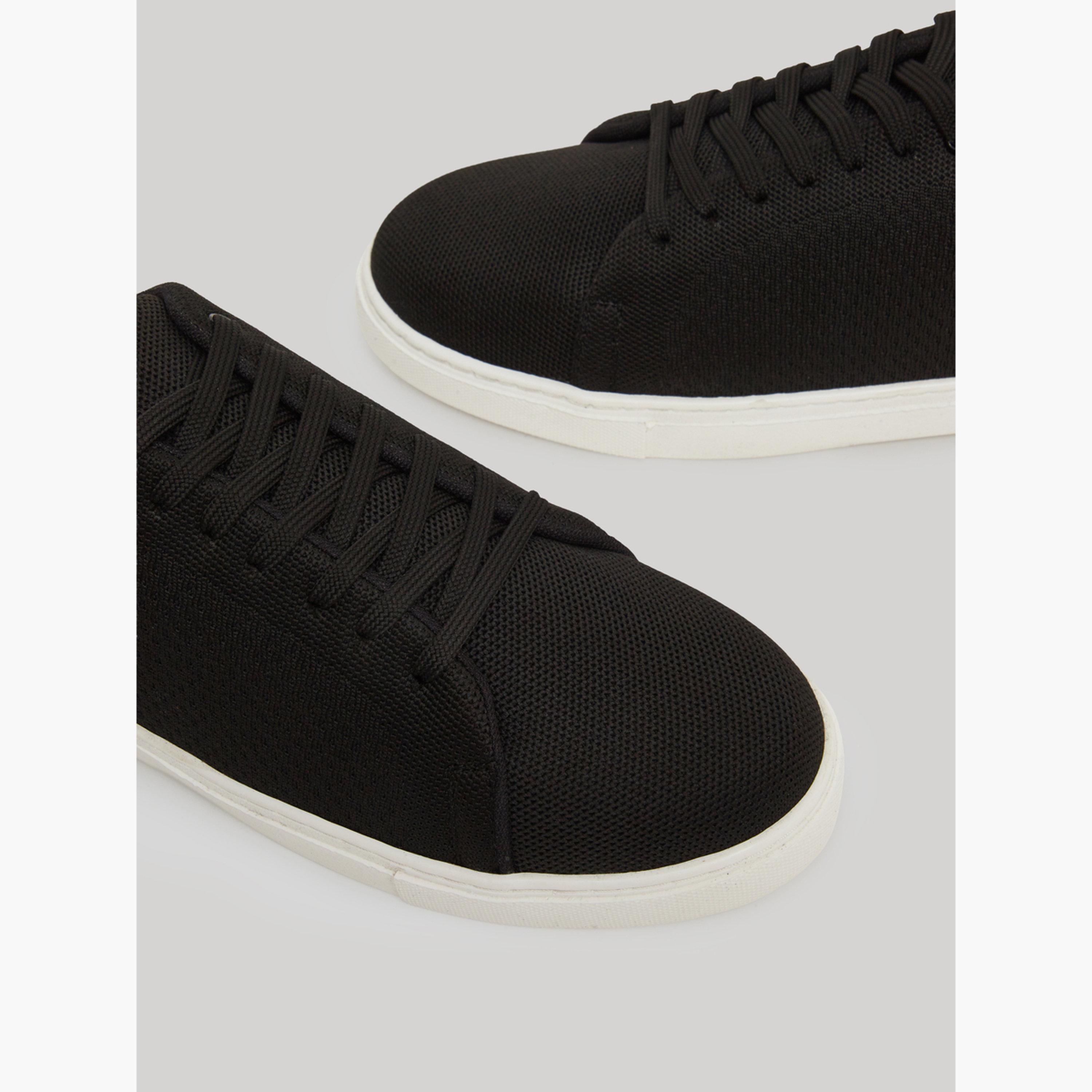 Styli Black Knit Lace-Up Sneakers-men-shoes-sneakers-image-3