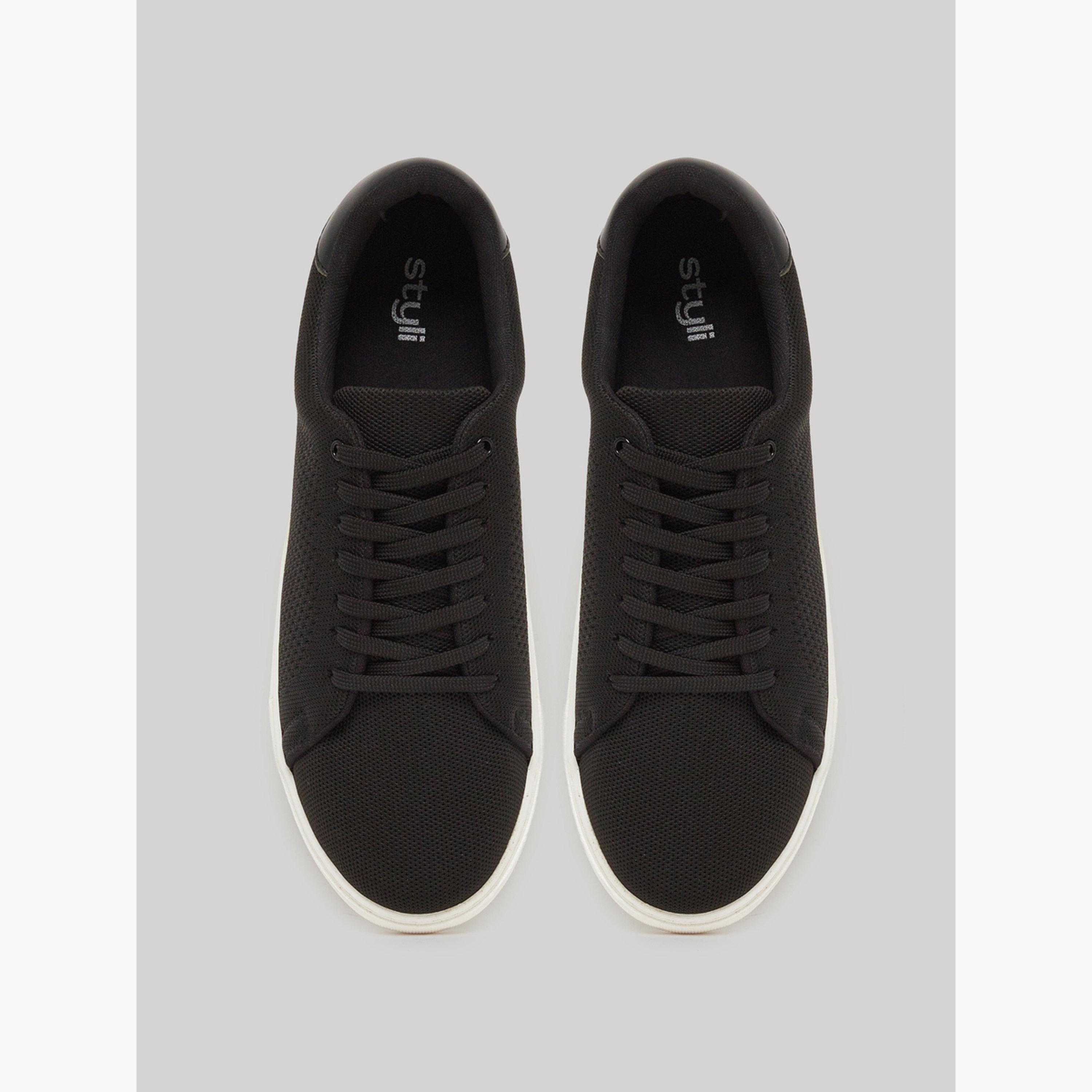 Styli Black Knit Lace-Up Sneakers-men-shoes-sneakers-image-5