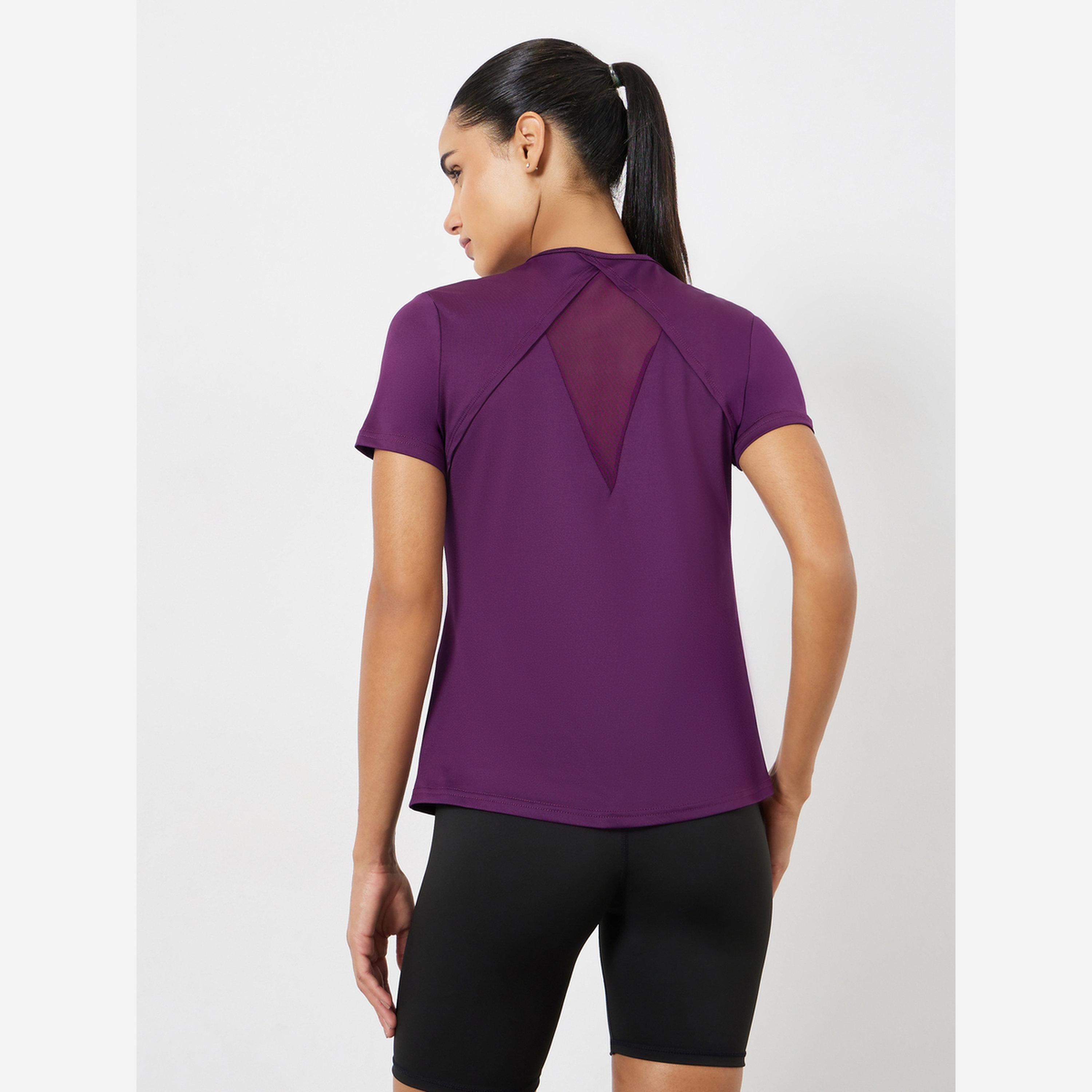 ستايلي - بلوزة قصيرة الأكمام مزينة بتفاصيل مشبكة في الخلف-women-clothing-sportswearandactivewear-tshirtsandvests-image-5