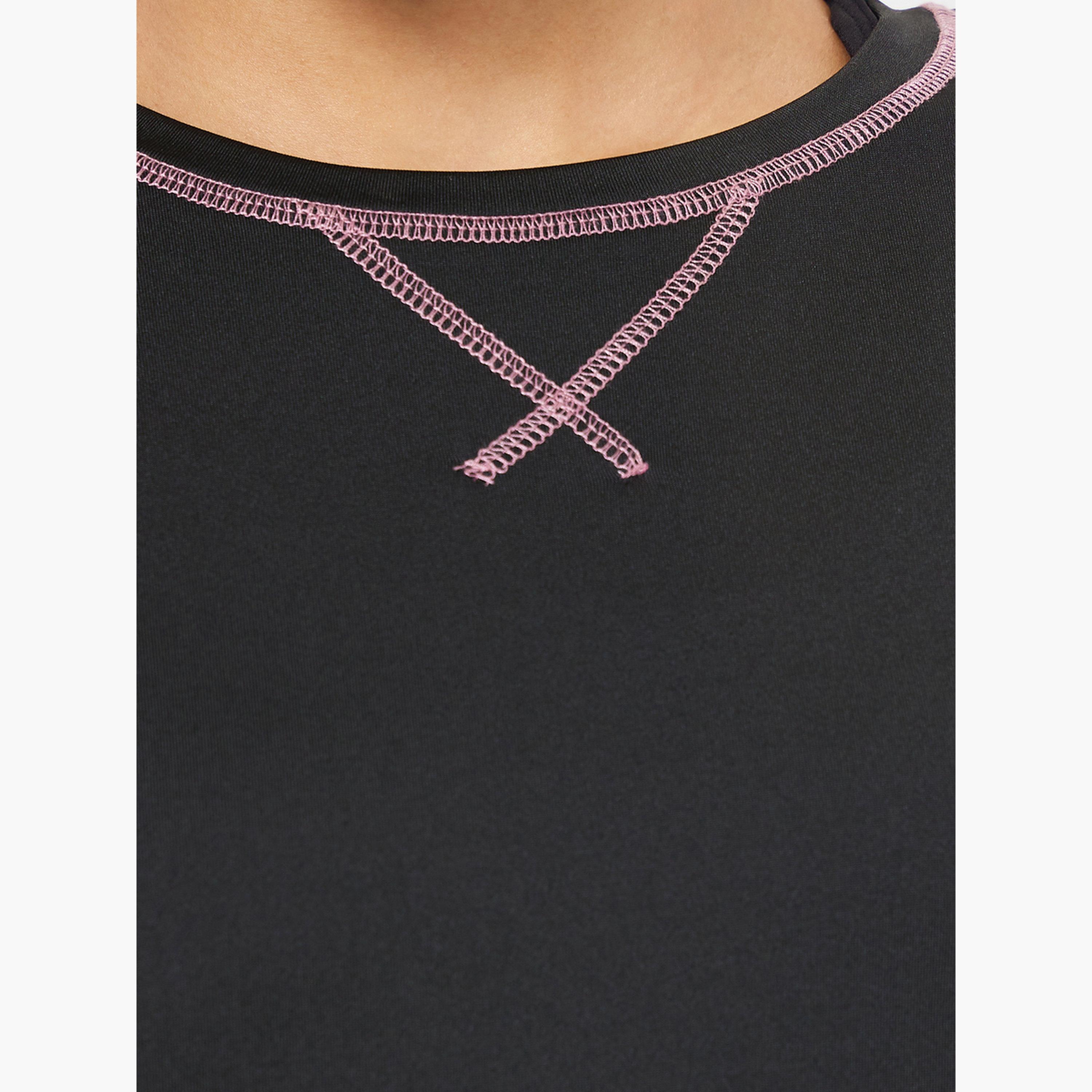 بلوزة قصة واسعة مربعة بخياطة حافة متباينة-women-clothing-sportswearandactivewear-tshirtsandvests-image-5