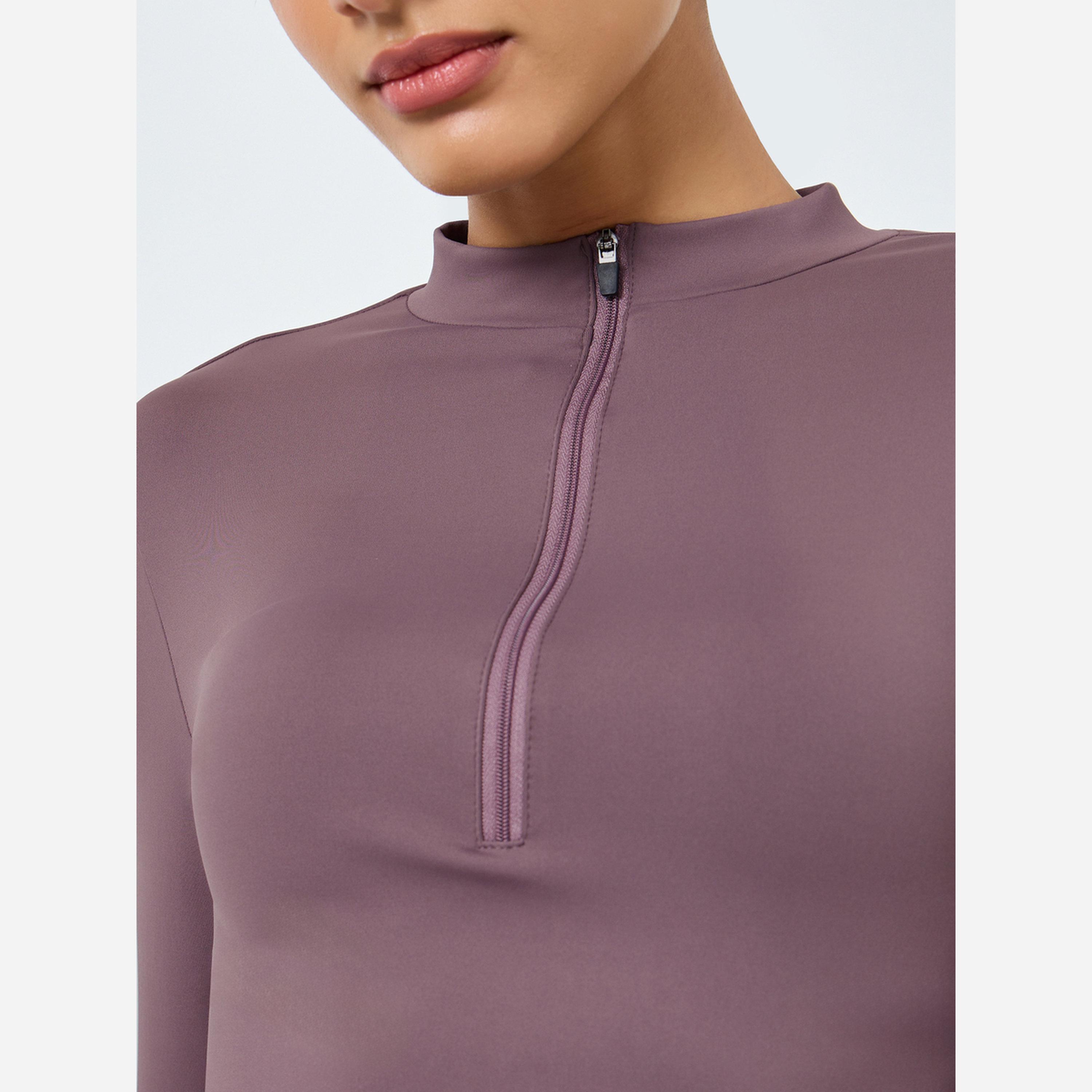 ستايلي - طقم بلوزة وفيزون بسحاب نصفي وفتحة للإبهام مشبك من الخلف-women-clothing-sportswearandactivewear-trackpantsandtracksuits-image-3