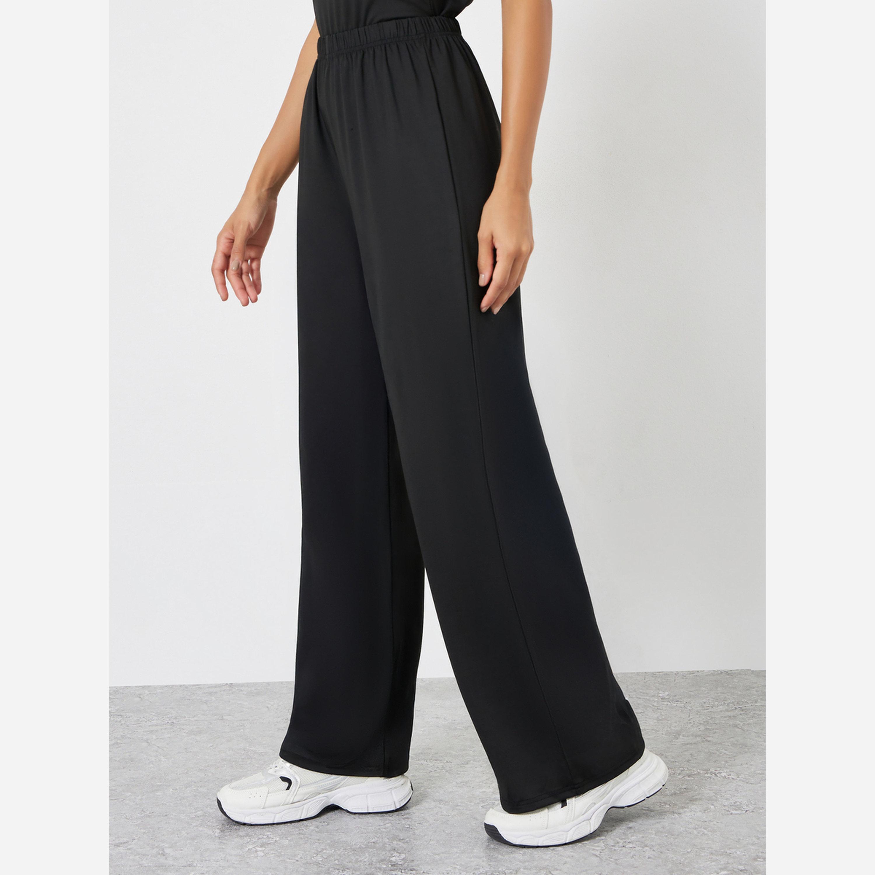 ستايلي - طقم مكون من بلوزة قصيرة بحزام لون مغاير وبنطال مقاس واسع مستقيم-women-clothing-sportswearandactivewear-trackpantsandtracksuits-image-5
