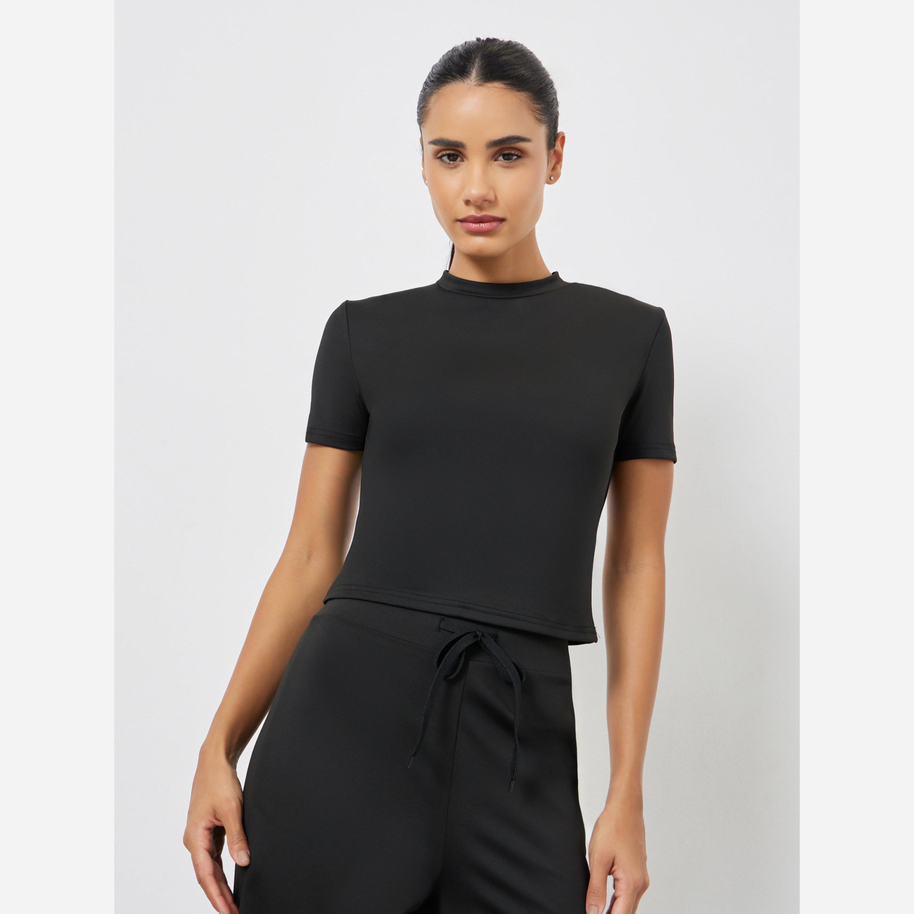 Styli Solid Crop Top and Drawstring Loose Pants Set-women-clothing-sportswearandactivewear-trackpantsandtracksuits-image-2