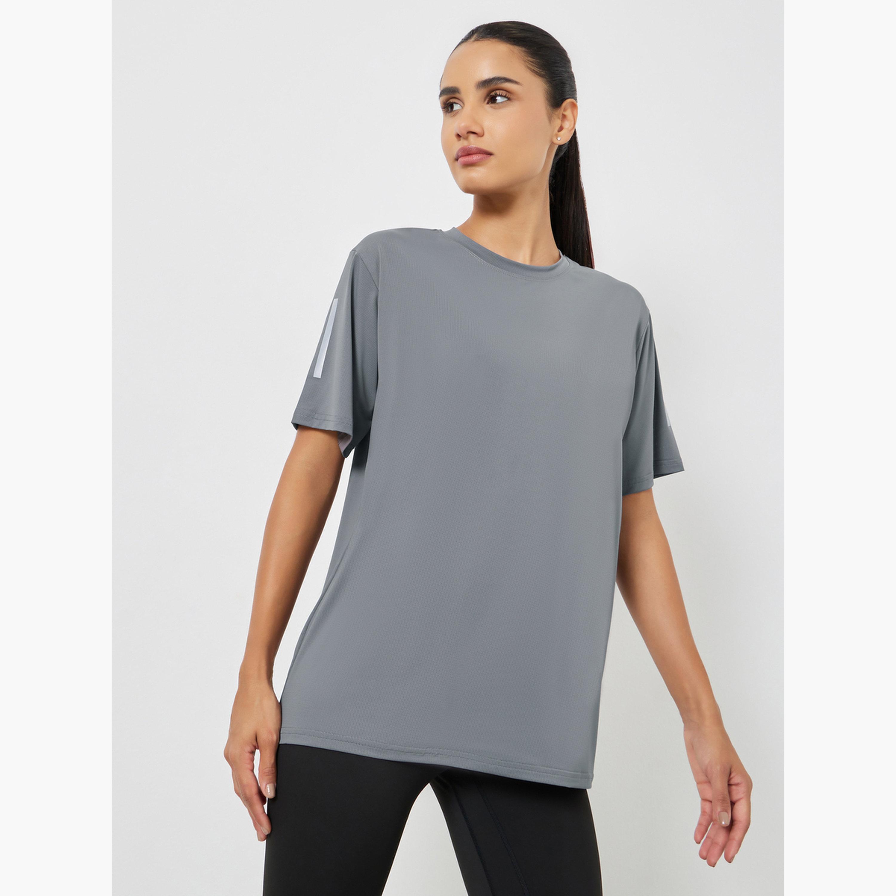 Styli Textured Dual Reflective Striped Top-women-clothing-tshirts-image-1