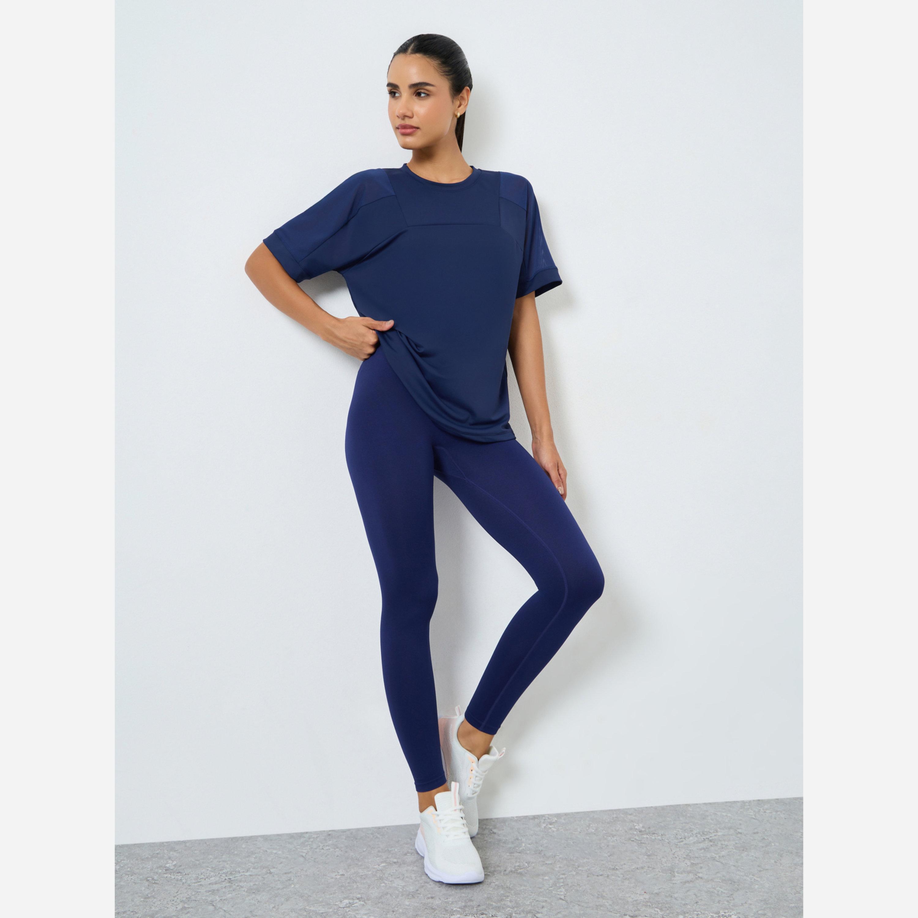 Styli Mesh Insert Back Text Detail Short Sleeve Top-women-clothing-sportswearandactivewear-tshirtsandvests-image-2