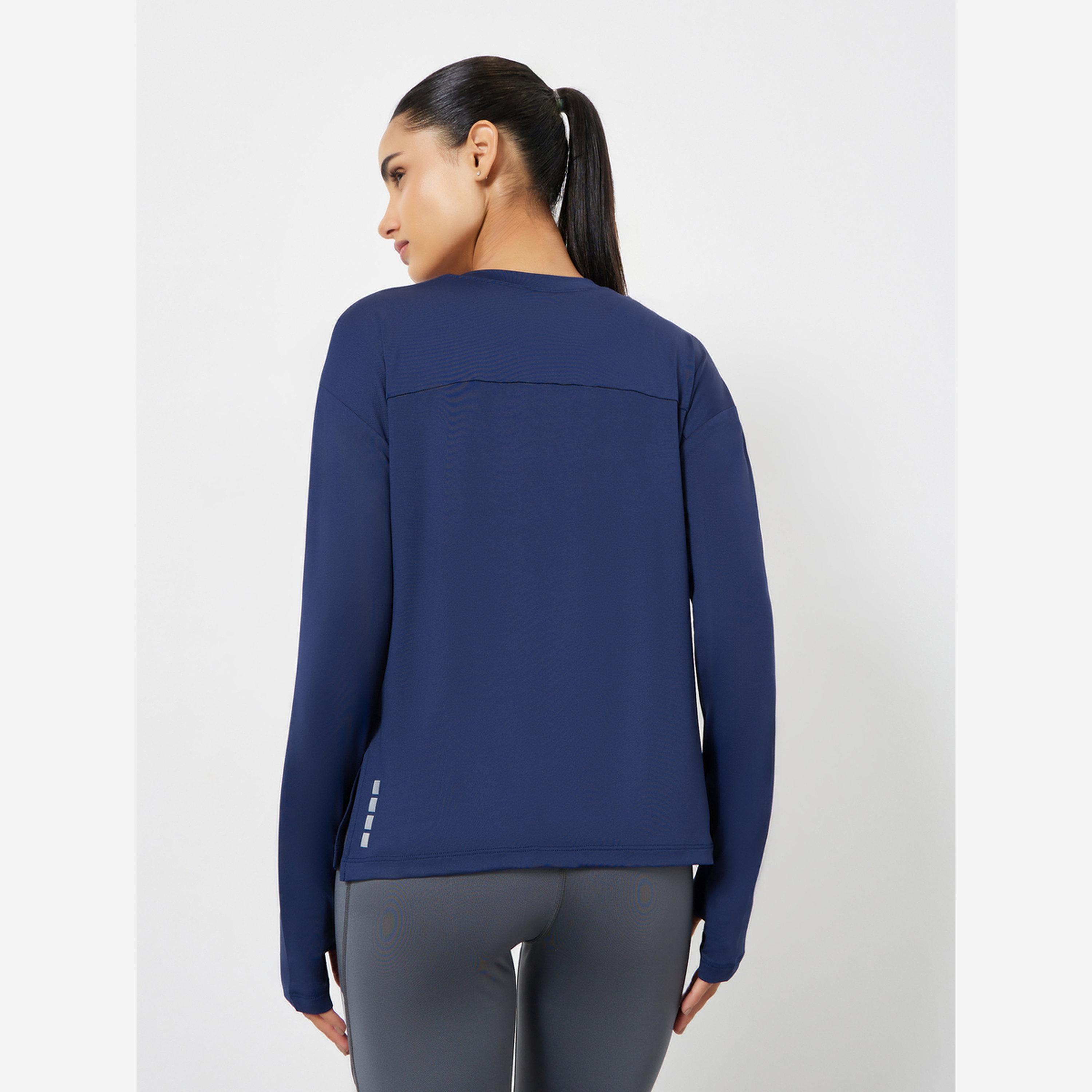 ستايلي - بلوزة أكمام طويلة مزينة فتحة جانبية وشريط عاكس منقط وفتحة للإبهام-women-clothing-sportswearandactivewear-tshirtsandvests-image-6