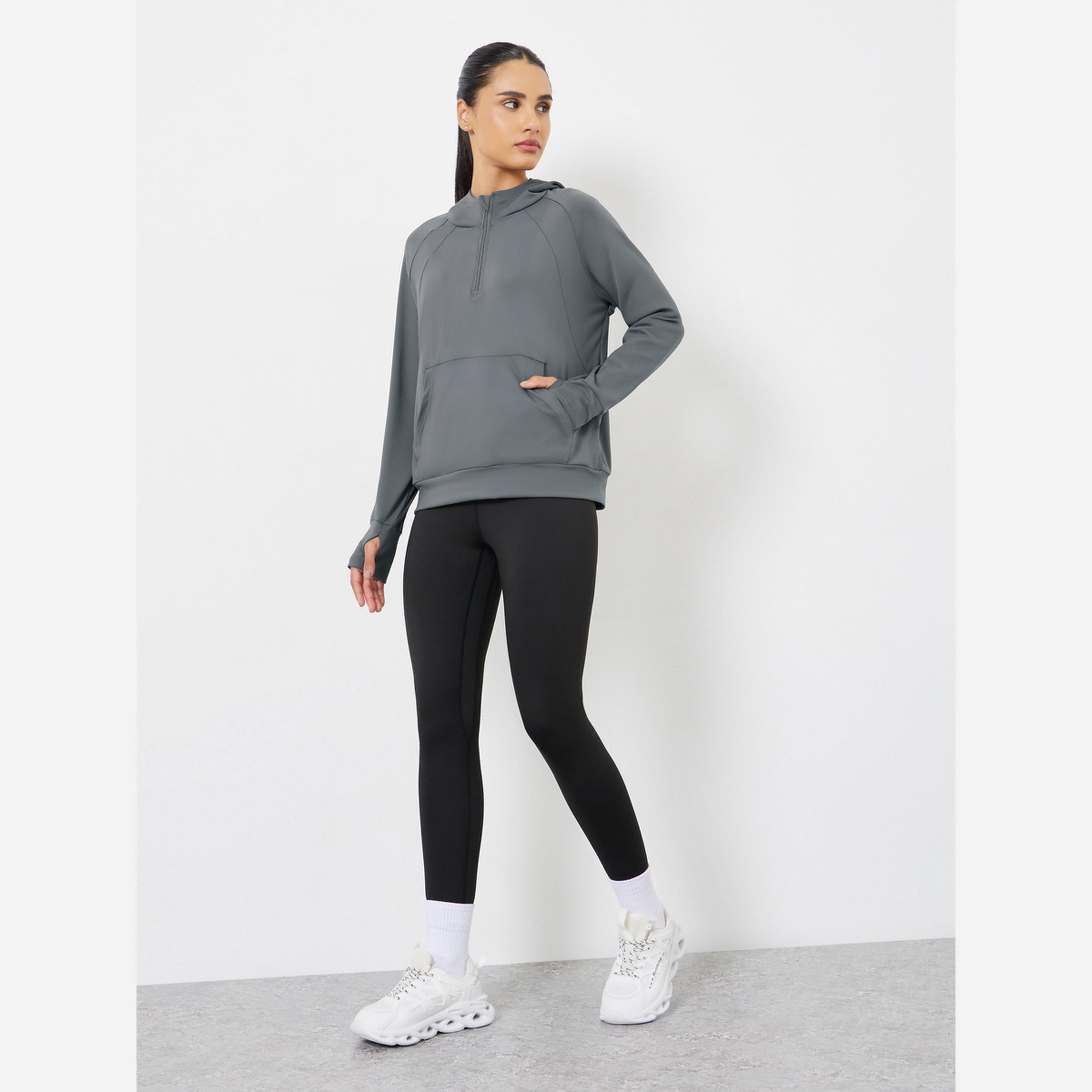 Styli Seam Detail Half Zip Loose Fit Hooded Jacket-women-clothing-sportswearandactivewear-coatsandjackets-jackets-image-2
